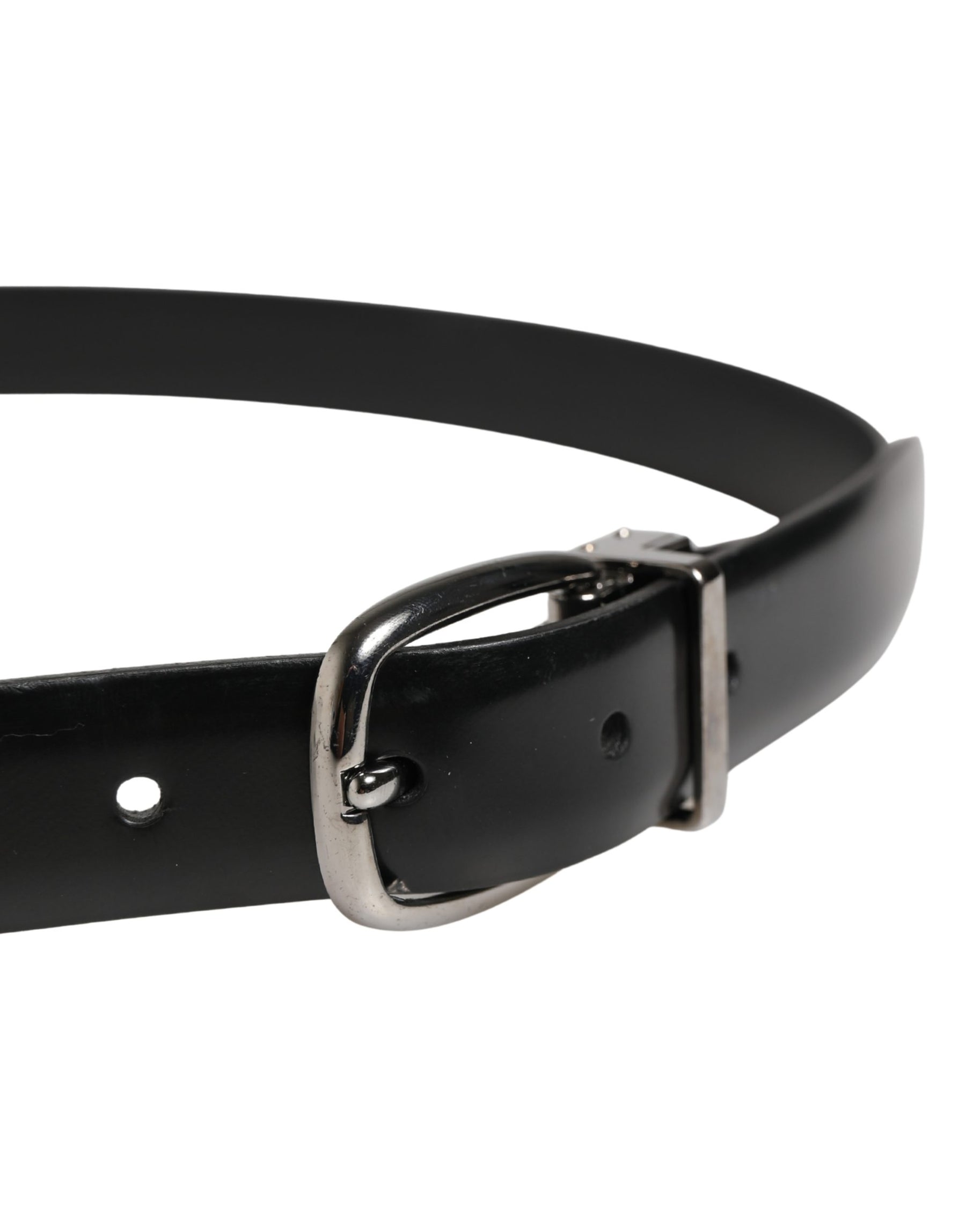 Dolce & Gabbana Men Black Classic Leather Metal Buckle Belt | Regal Royce