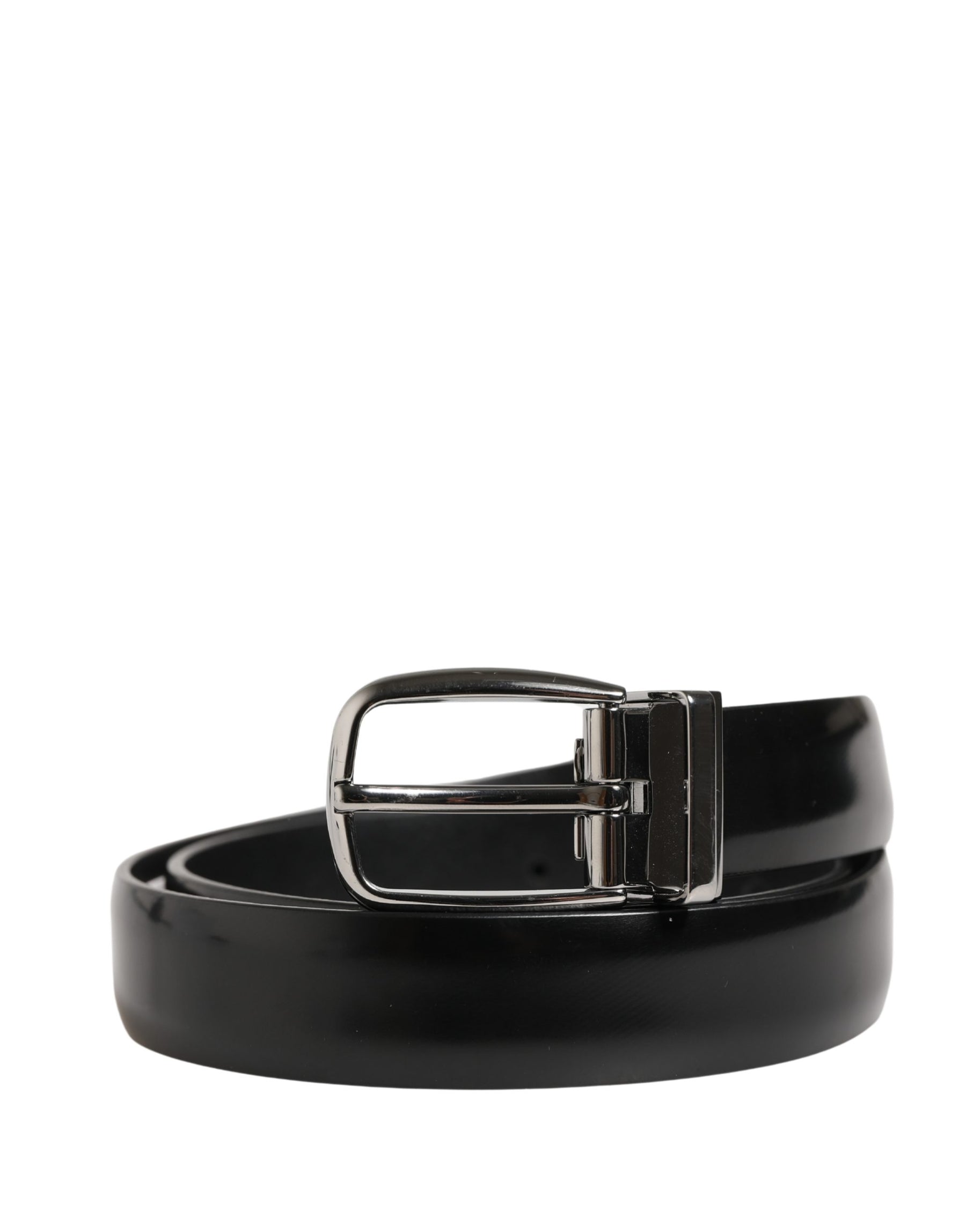 Dolce & Gabbana Men Black Classic Leather Metal Buckle Belt | Regal Royce