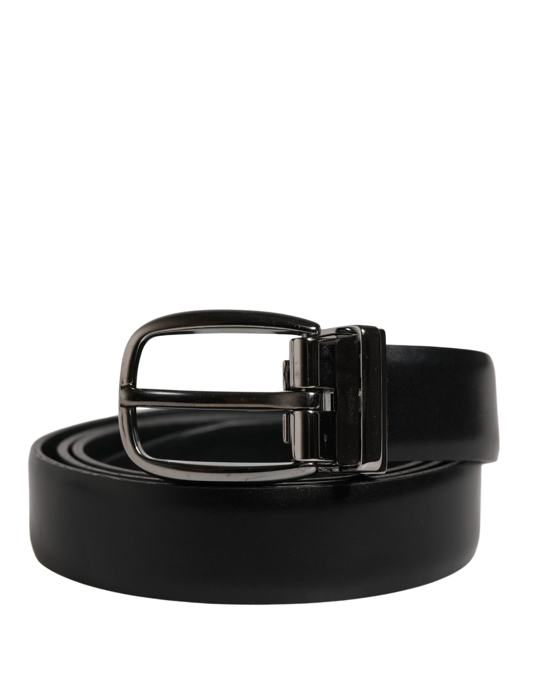 Dolce & Gabbana Men Black Classic Leather Metal Buckle Belt | Regal Royce