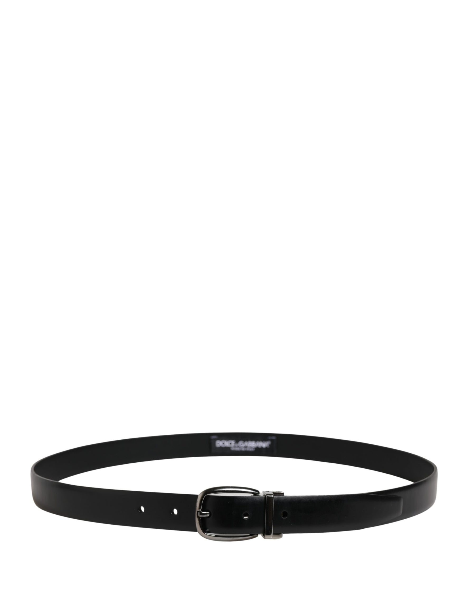 Dolce & Gabbana Men Black Classic Leather Metal Buckle Belt | Regal Royce