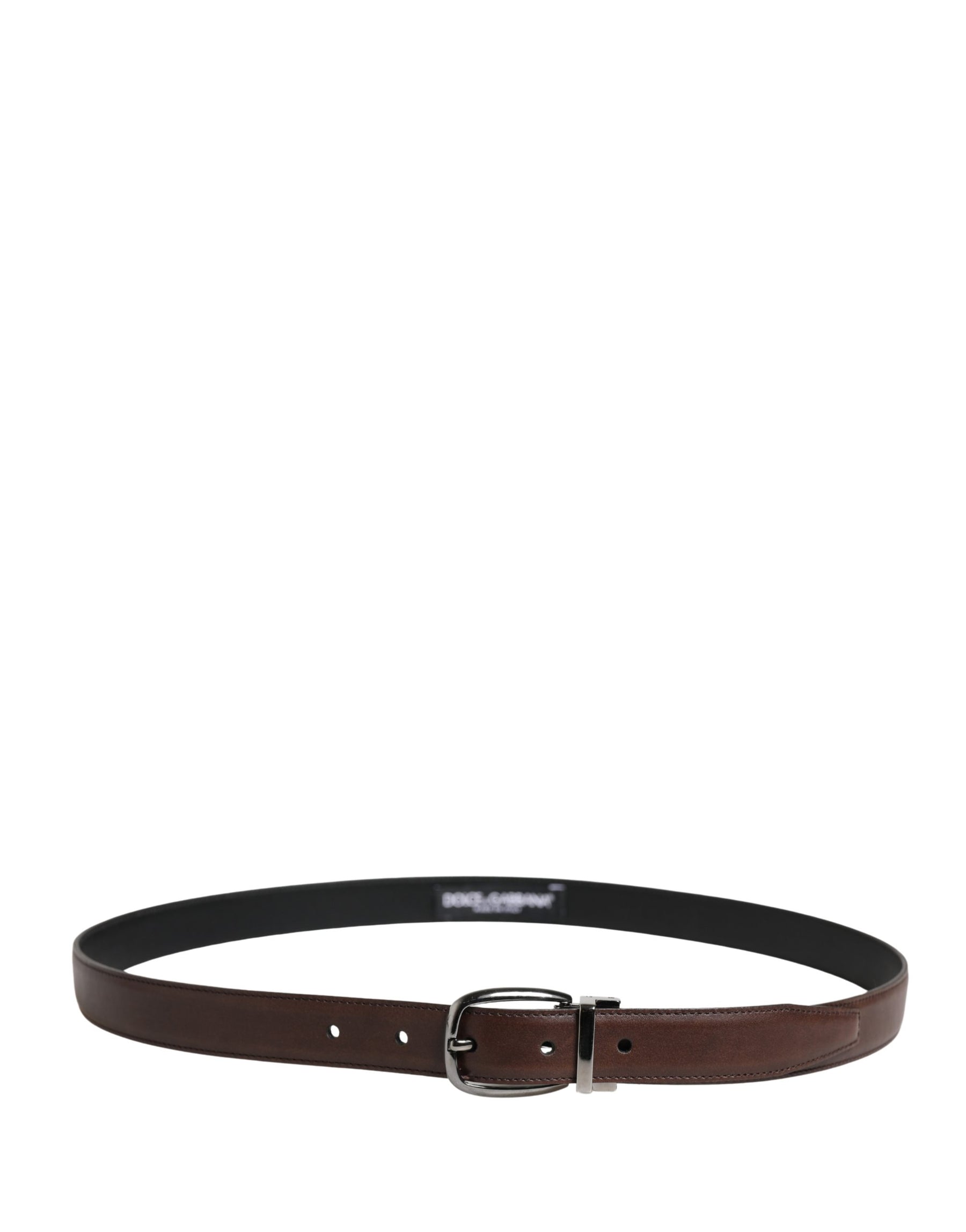 Dolce & Gabbana Men Brown Classic Leather Metal Buckle Belt | Regal Royce