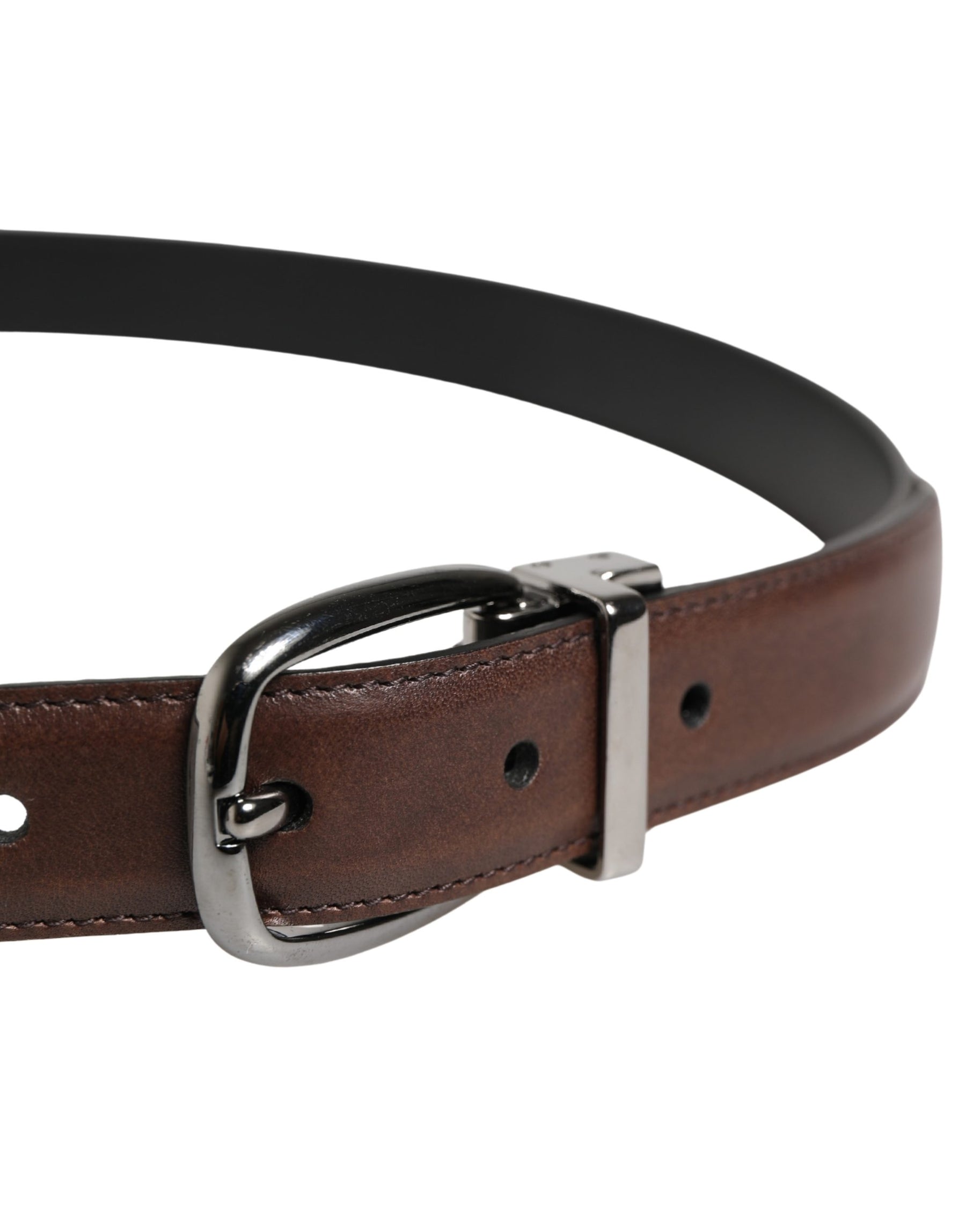 Dolce & Gabbana Men Brown Classic Leather Metal Buckle Belt | Regal Royce