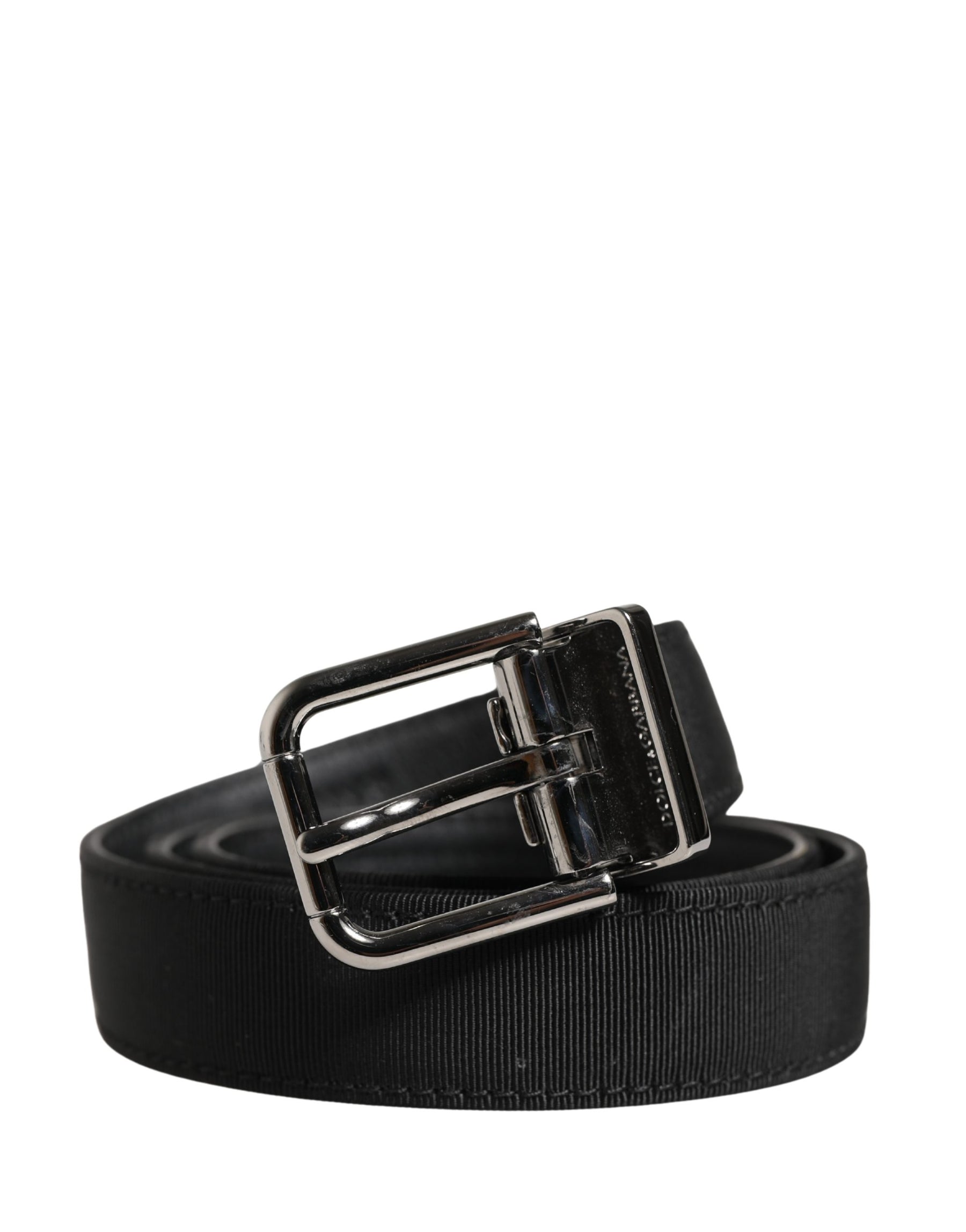 Dolce & Gabbana Men Black Viscose Leather Metal Buckle Belt | Regal Royce