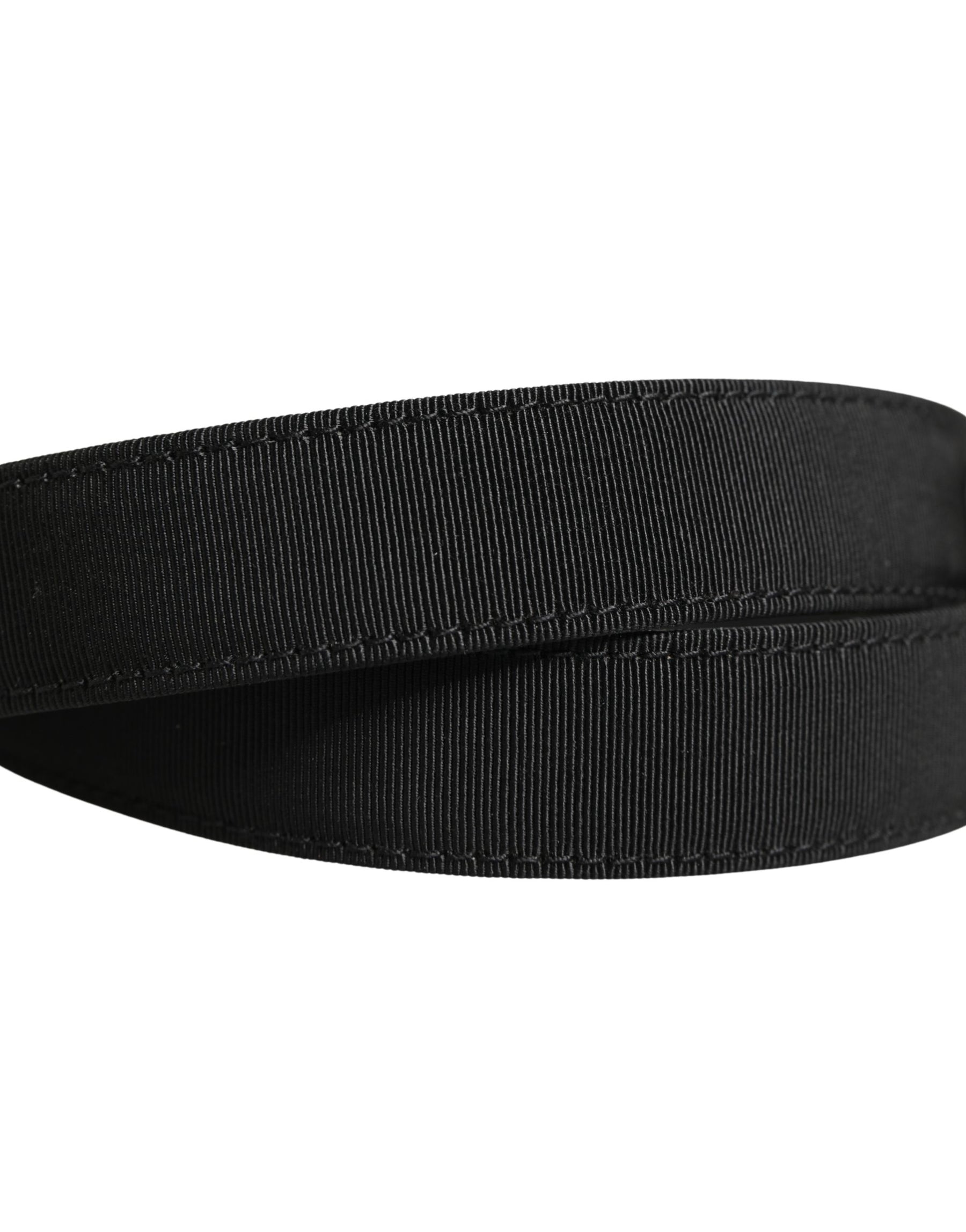 Dolce & Gabbana Men Black Viscose Leather Metal Buckle Belt | Regal Royce