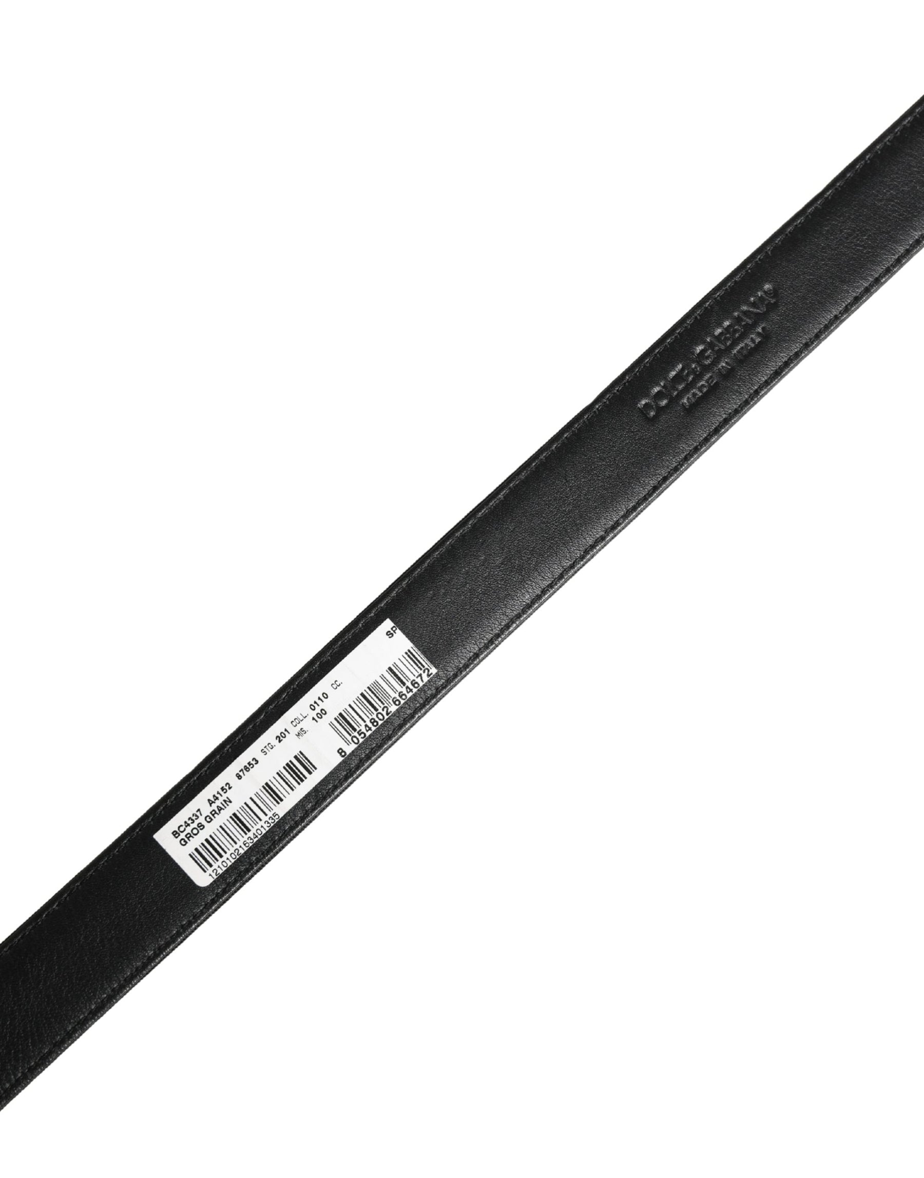 Dolce & Gabbana Men Black Viscose Leather Metal Buckle Belt | Regal Royce