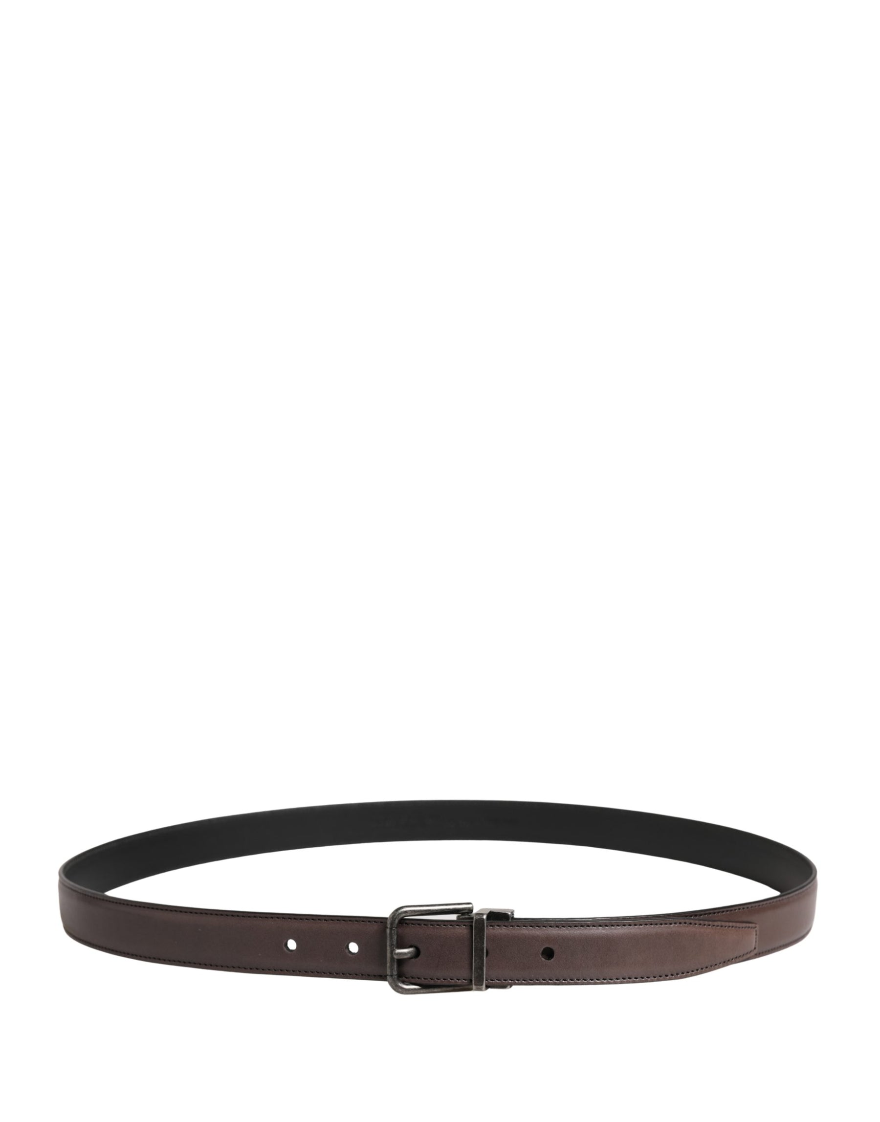 Dolce & Gabbana Men Brown Classic Leather Metal Buckle Belt | Regal Royce