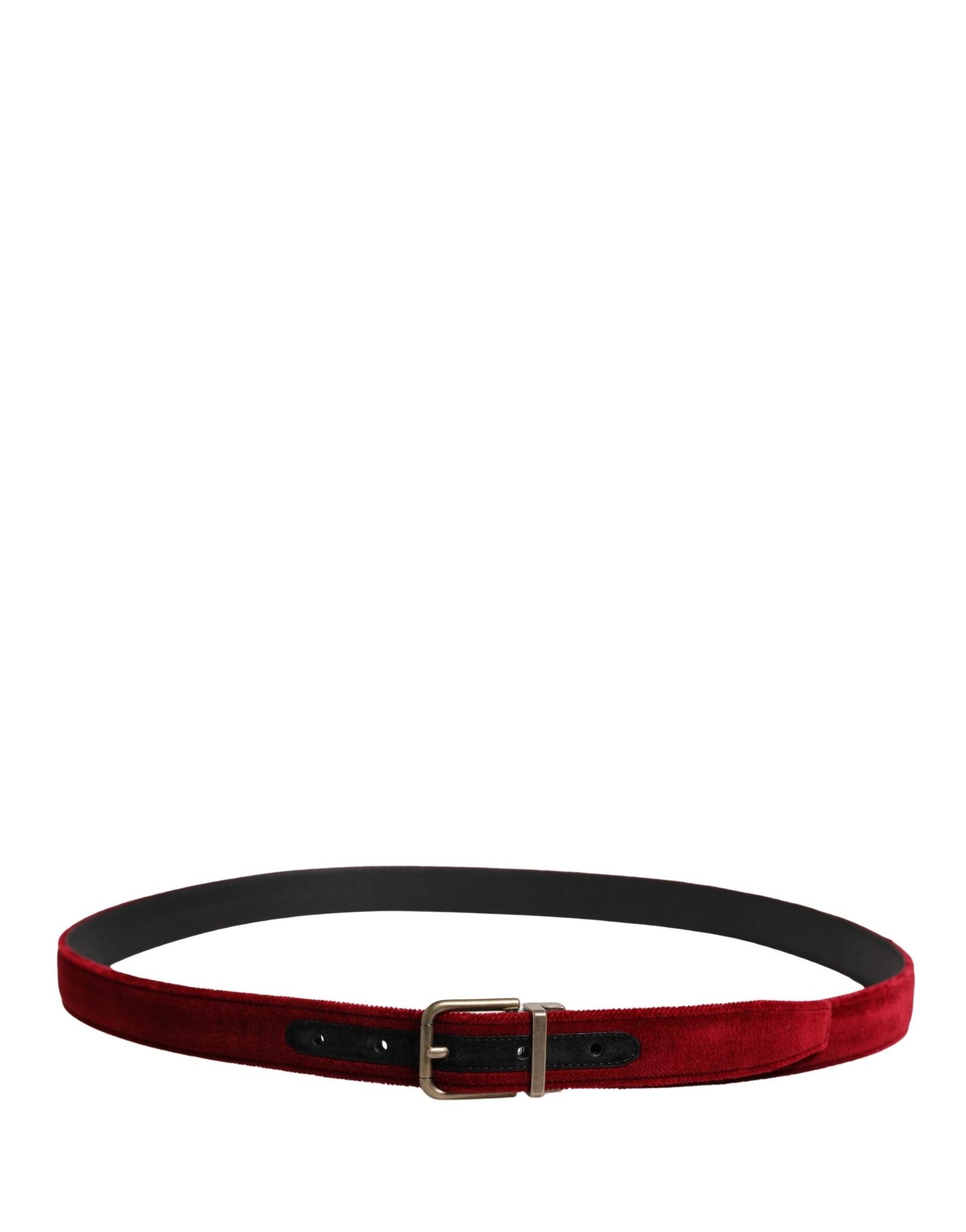 Dolce & Gabbana Men Burgundy Velvet Cotton Metal Buckle Belt | Regal Royce