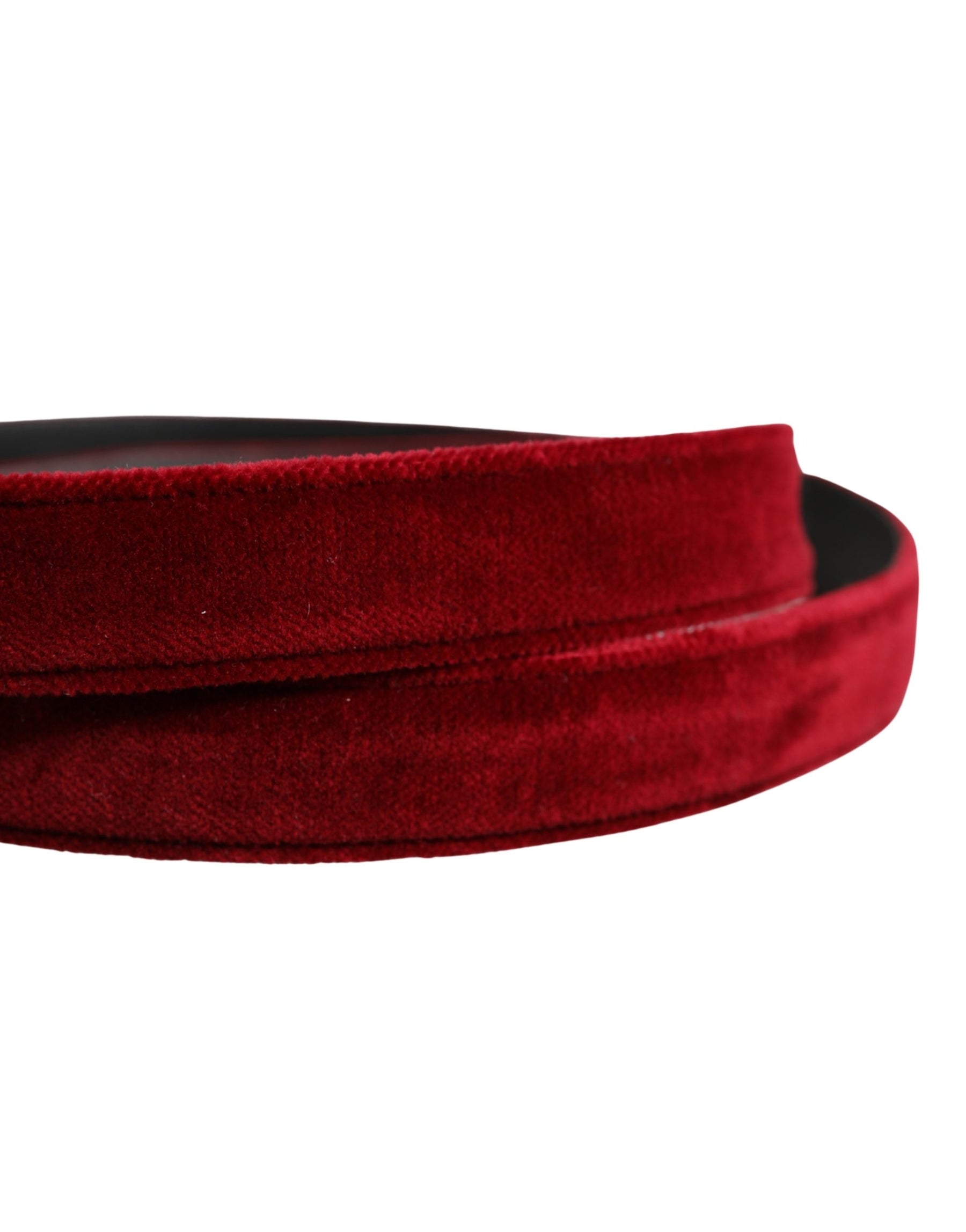 Dolce & Gabbana Men Burgundy Velvet Cotton Metal Buckle Belt | Regal Royce