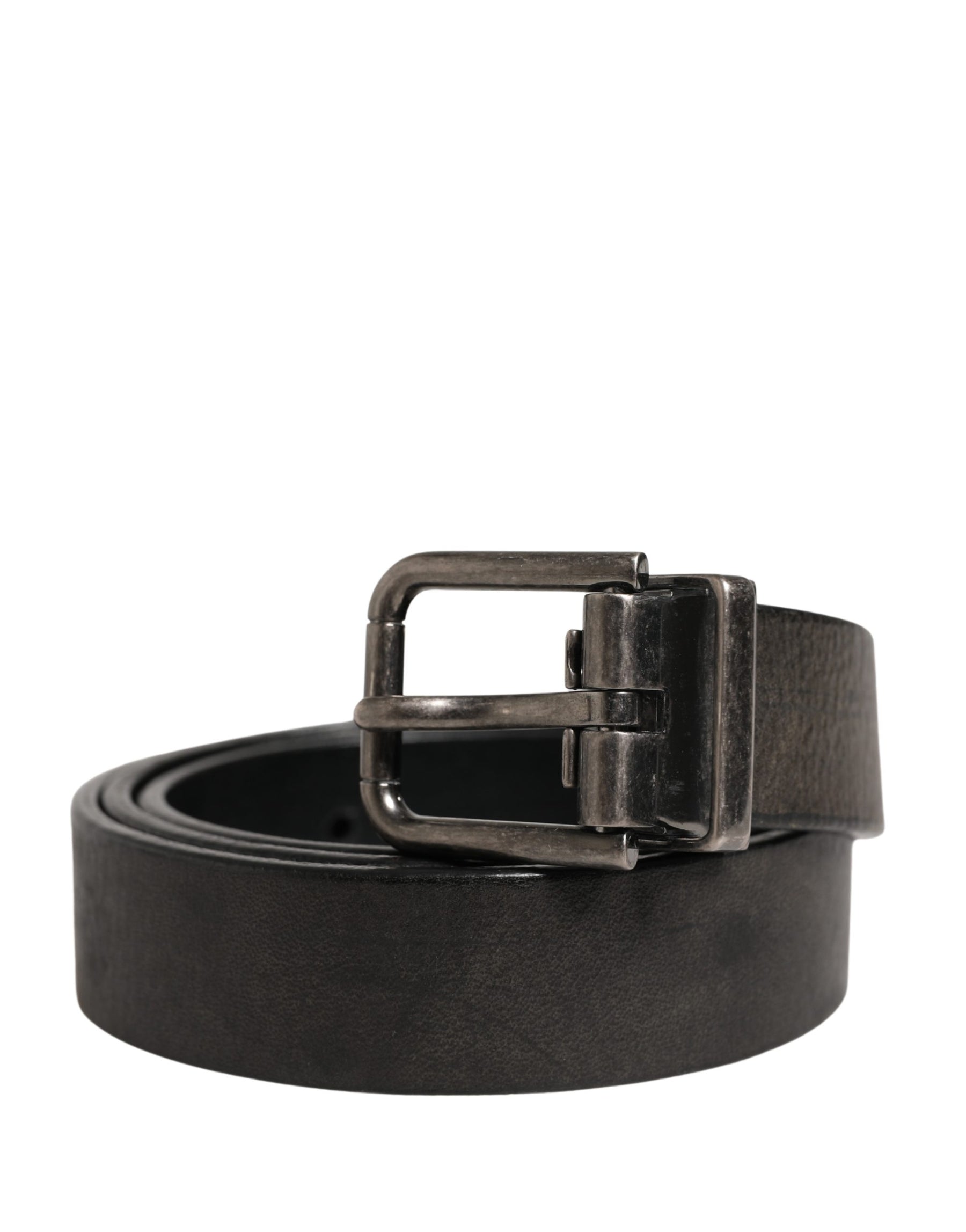 Dolce & Gabbana Men Black Classic Leather Metal Buckle Belt | Regal Royce