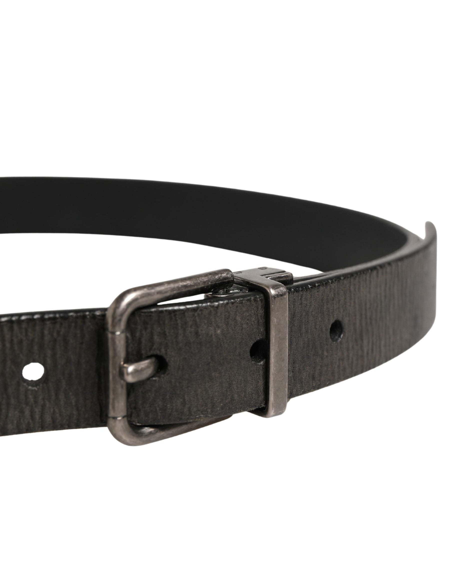 Dolce & Gabbana Men Black Classic Leather Metal Buckle Belt | Regal Royce