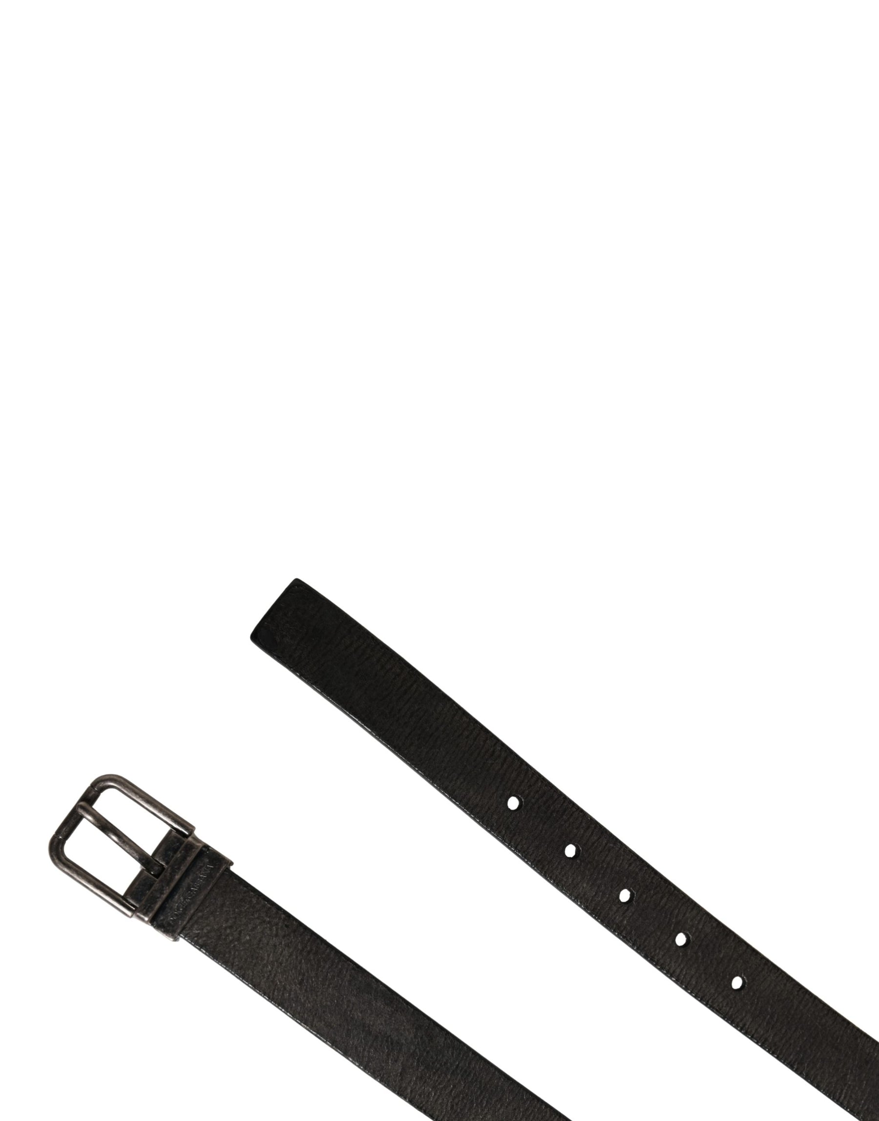 Dolce & Gabbana Men Black Classic Leather Metal Buckle Belt | Regal Royce