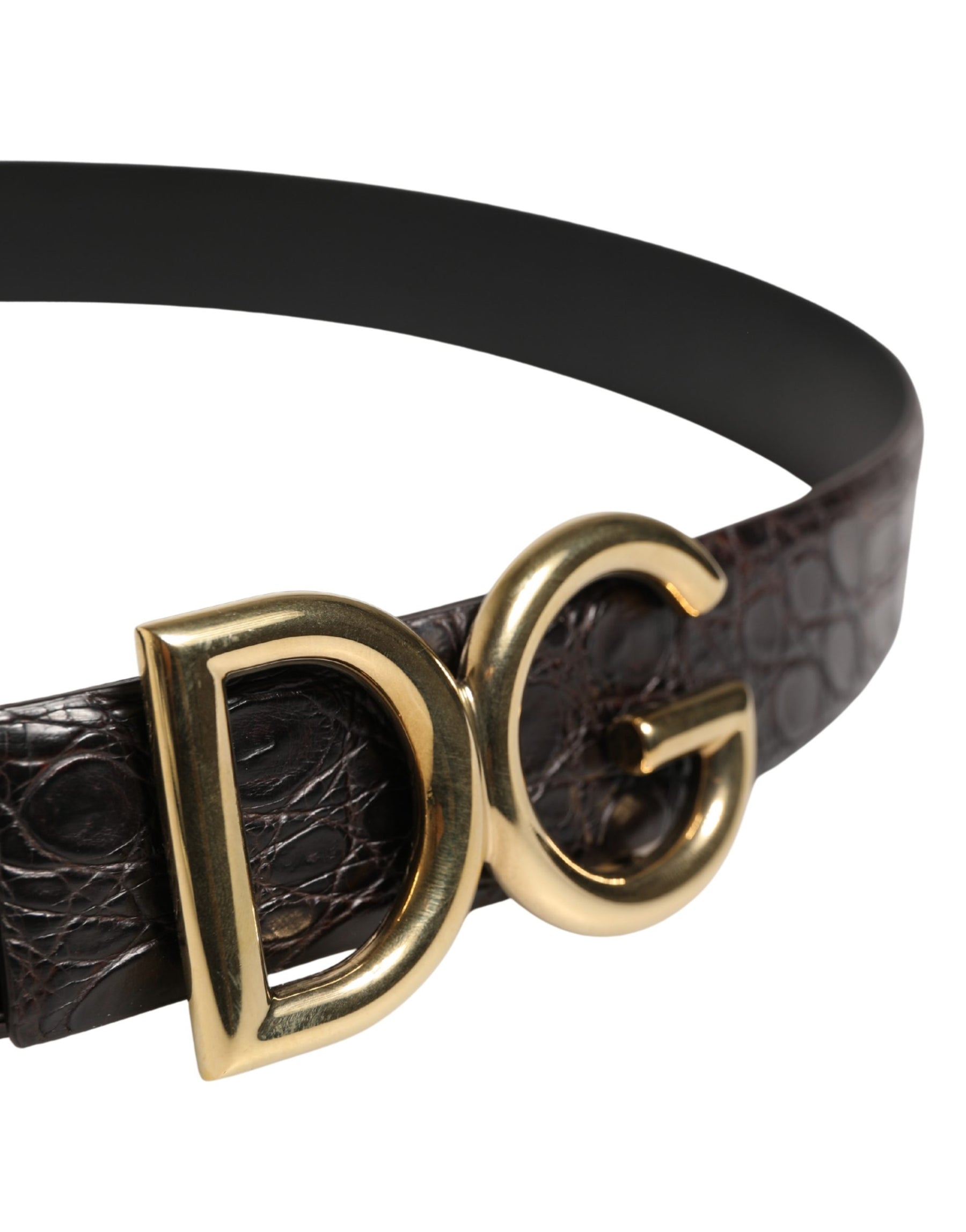Dolce & Gabbana Men Black Exotic Leather Logo Buckle Belt | Regal Royce
