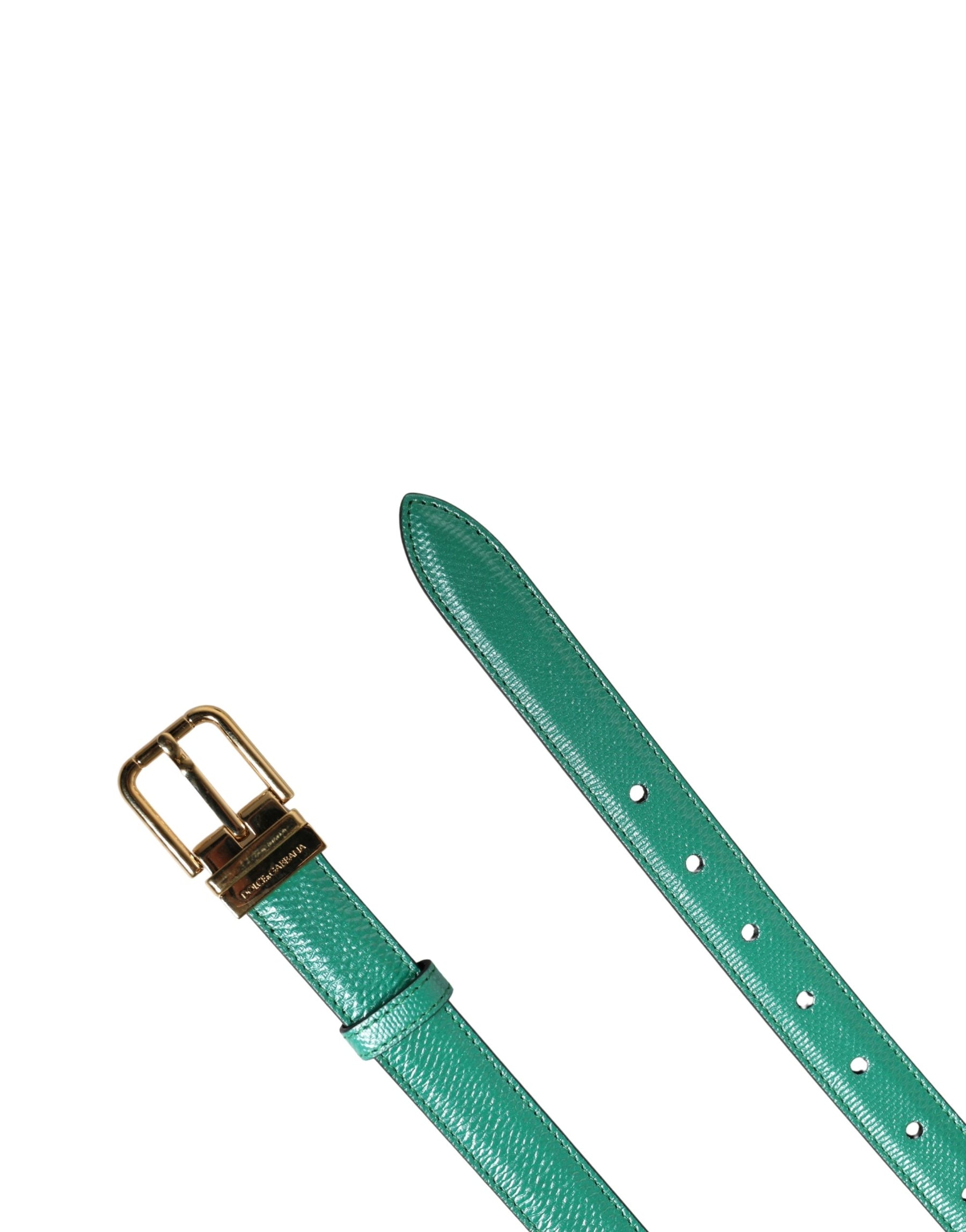 Dolce & Gabbana Men Green Classic Leather Metal Buckle Belt | Regal Royce