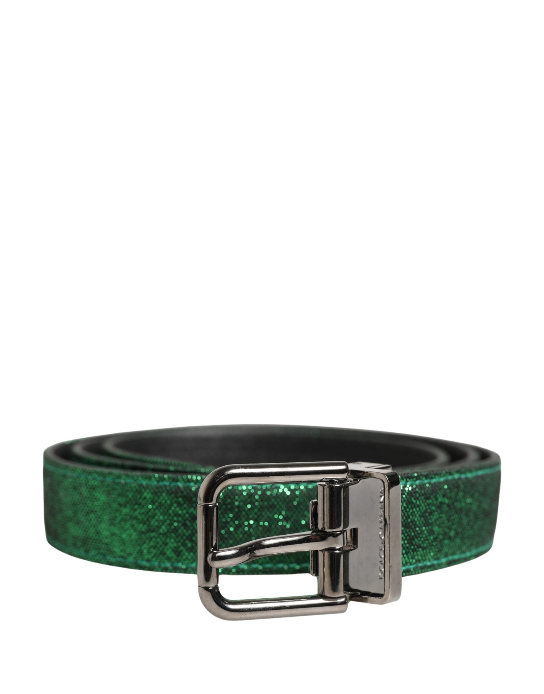 Dolce & Gabbana Men Green Lurex Polyester Metal Buckle Belt | Regal Royce