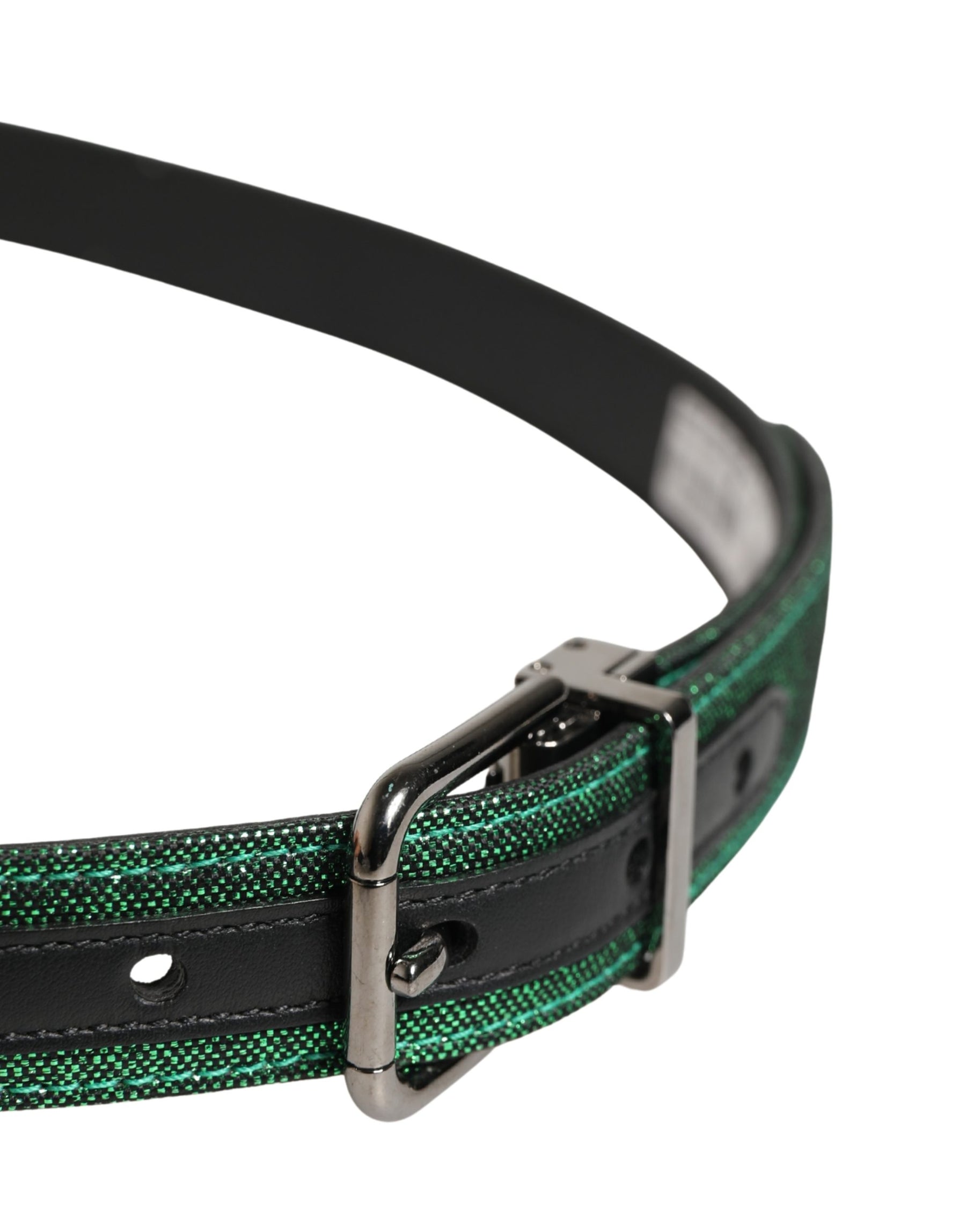 Dolce & Gabbana Men Green Lurex Polyester Metal Buckle Belt | Regal Royce