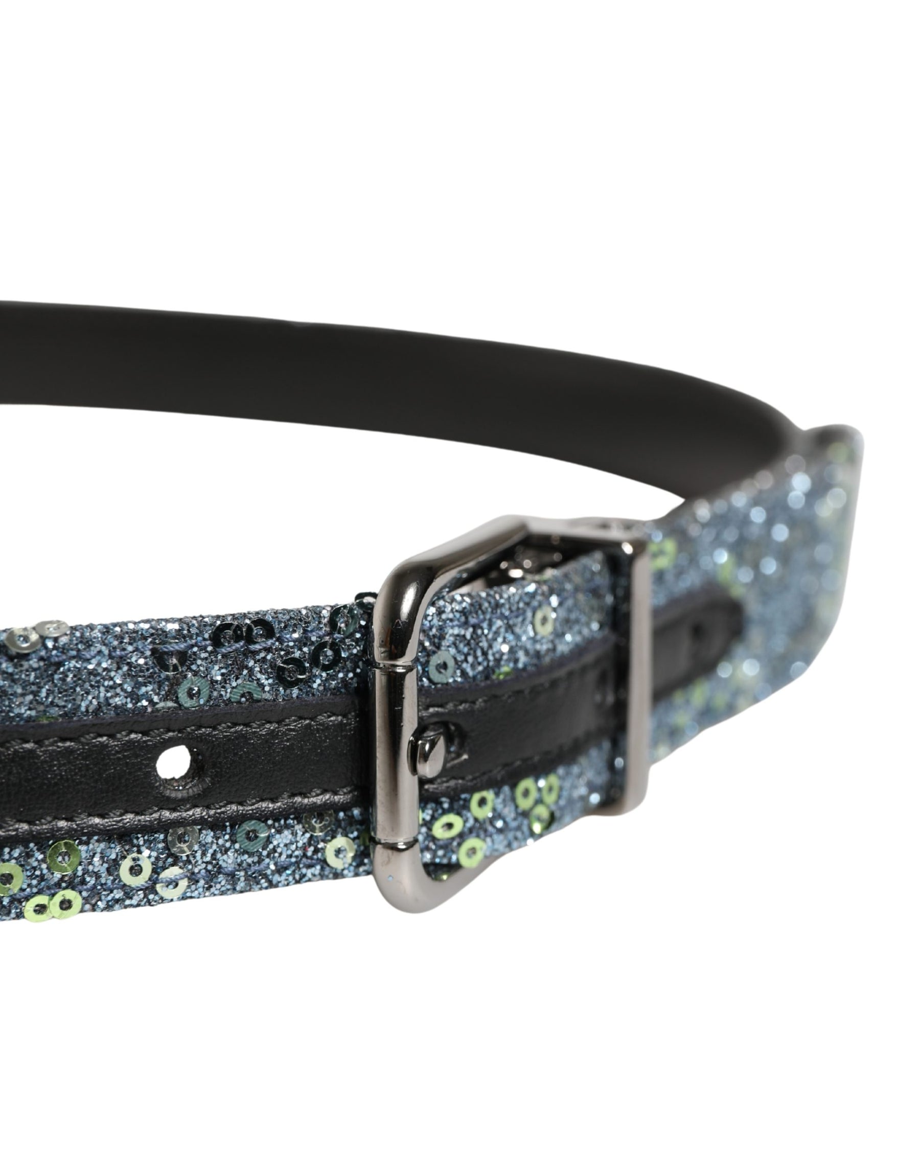Dolce & Gabbana Men Multicolor Sequin Silver Metal Buckle Belt | Regal Royce