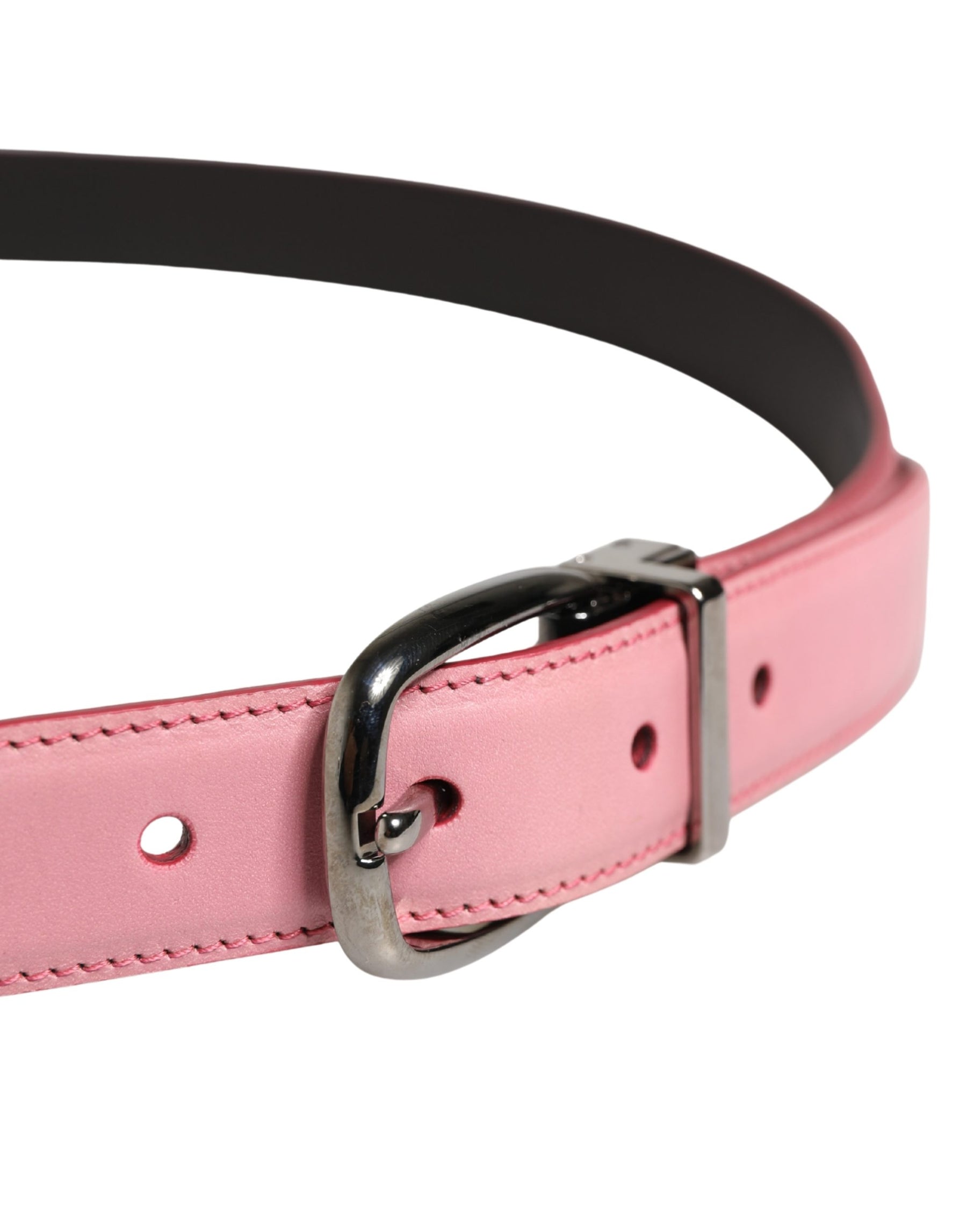 Dolce & Gabbana Men Pink Classic Leather Metal Buckle Belt | Regal Royce