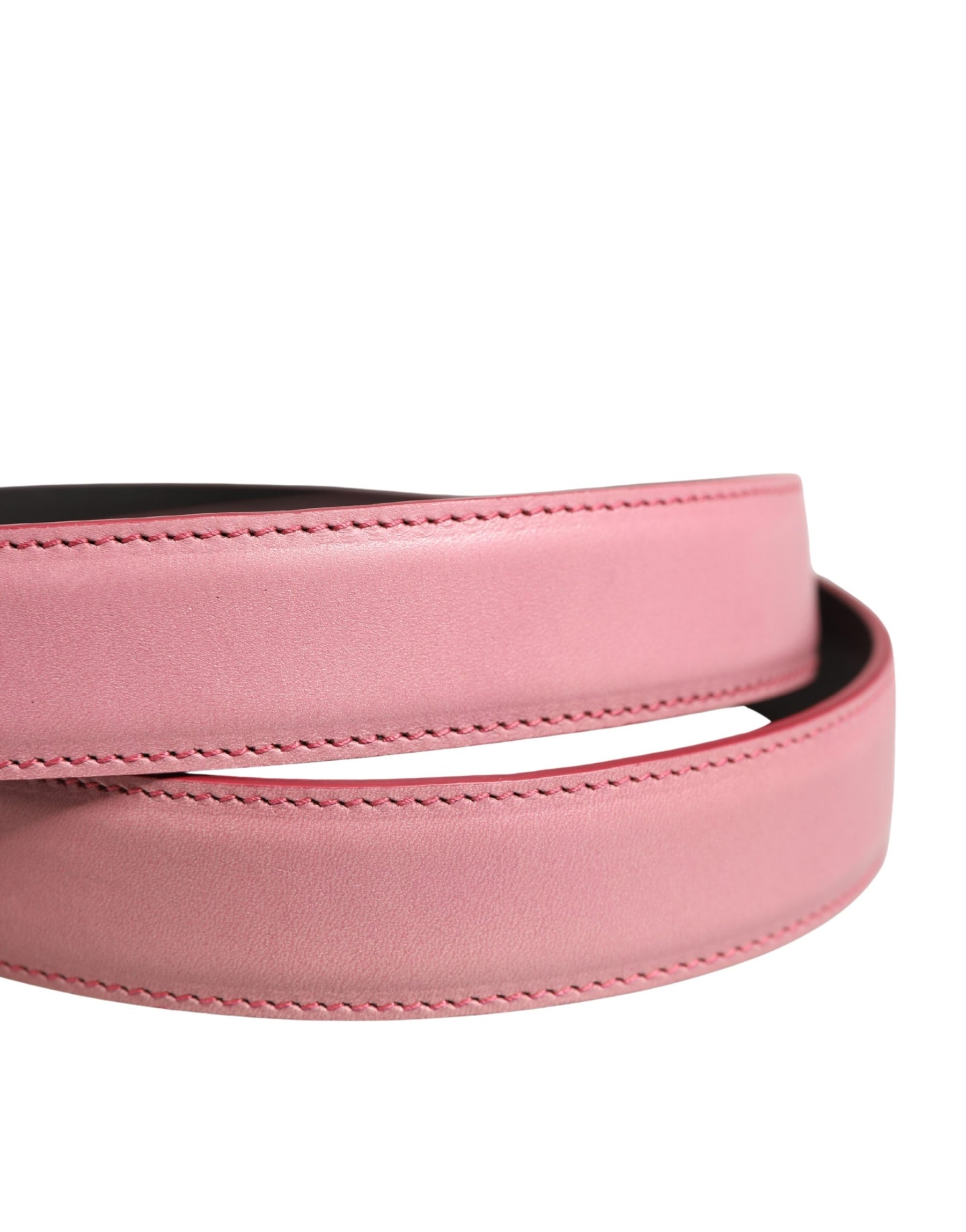 Dolce & Gabbana Men Pink Classic Leather Metal Buckle Belt | Regal Royce