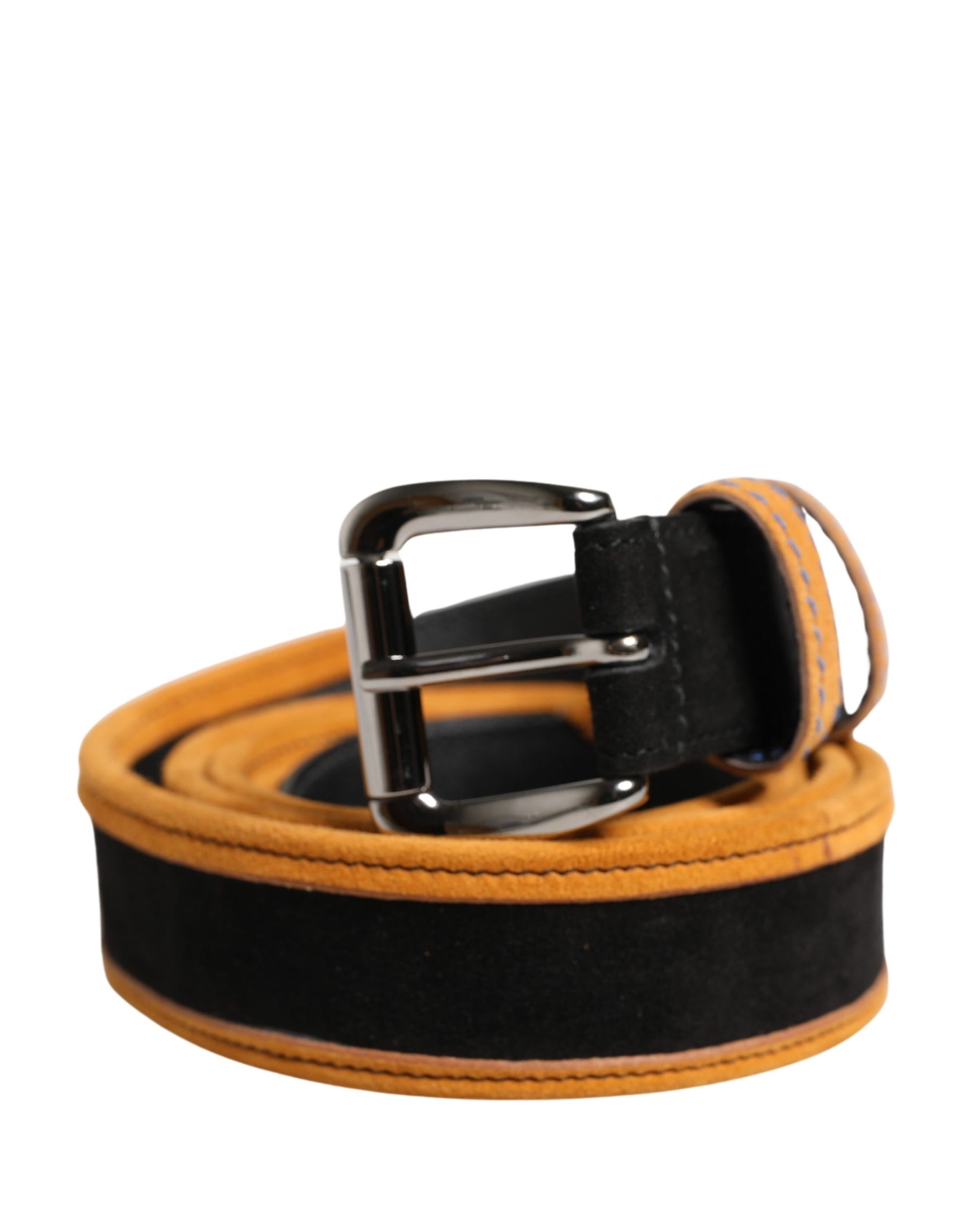 Dolce & Gabbana Men Black Orange Polyester Metal Buckle Belt | Regal Royce