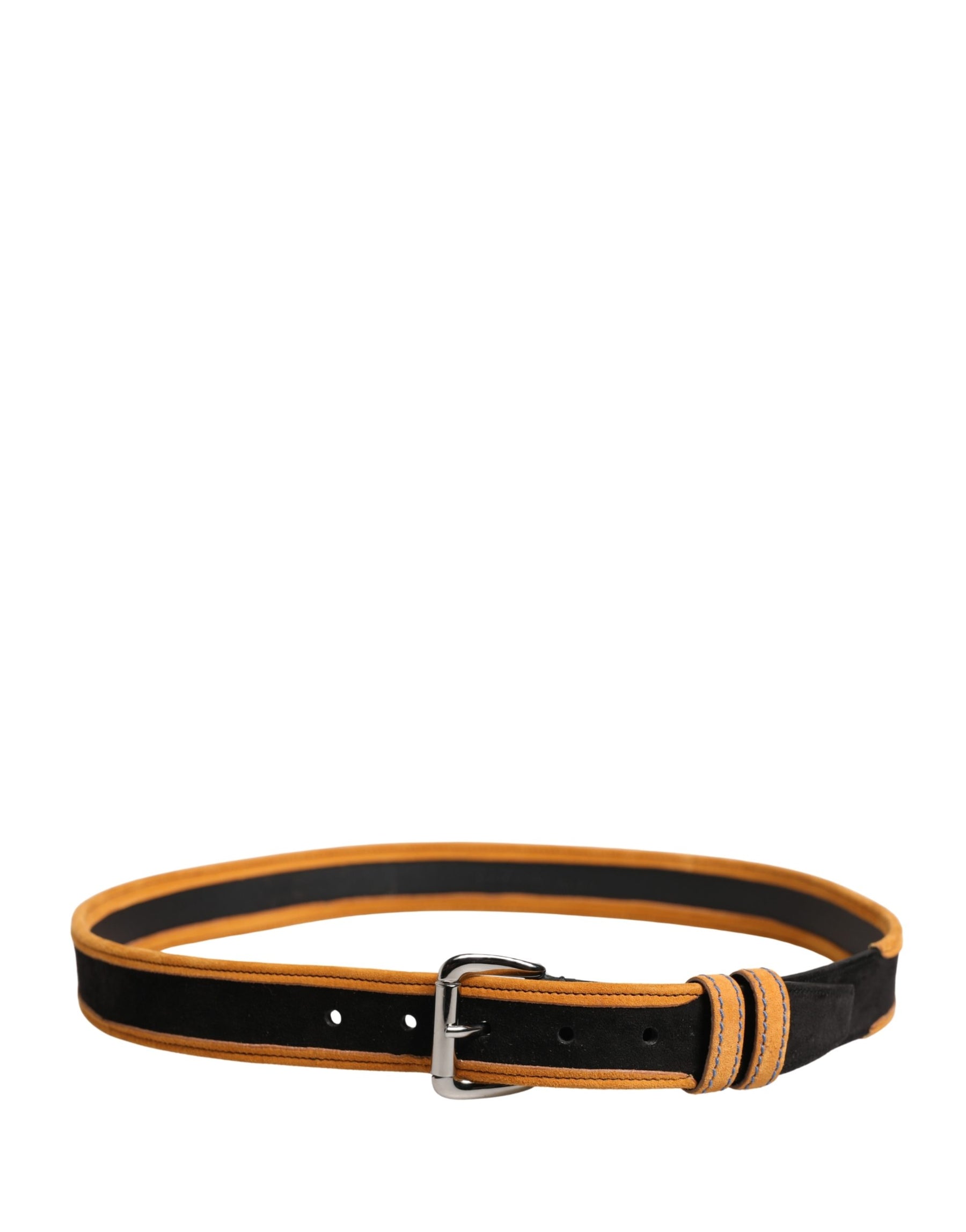 Dolce & Gabbana Men Black Orange Polyester Metal Buckle Belt | Regal Royce