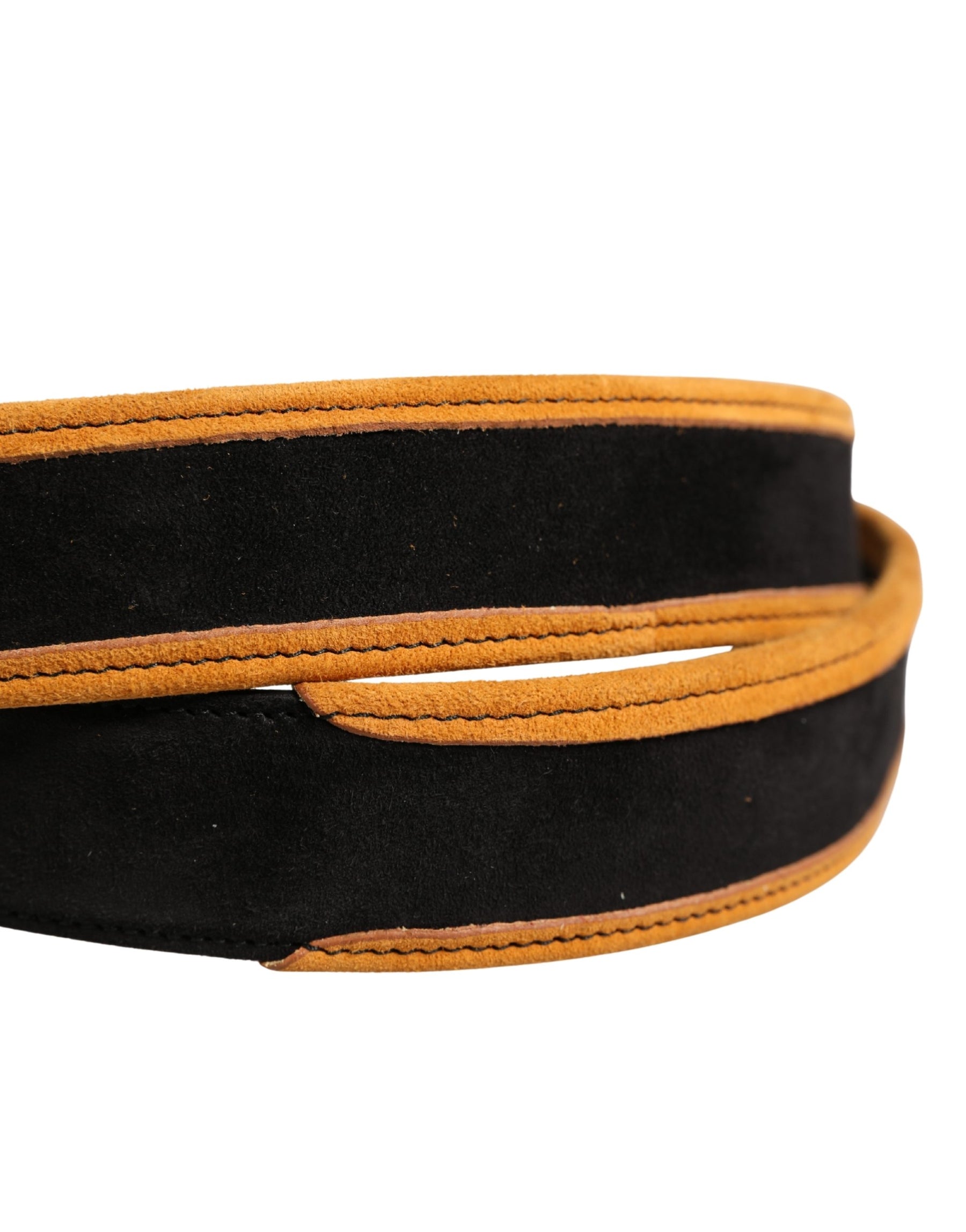 Dolce & Gabbana Men Black Orange Polyester Metal Buckle Belt | Regal Royce