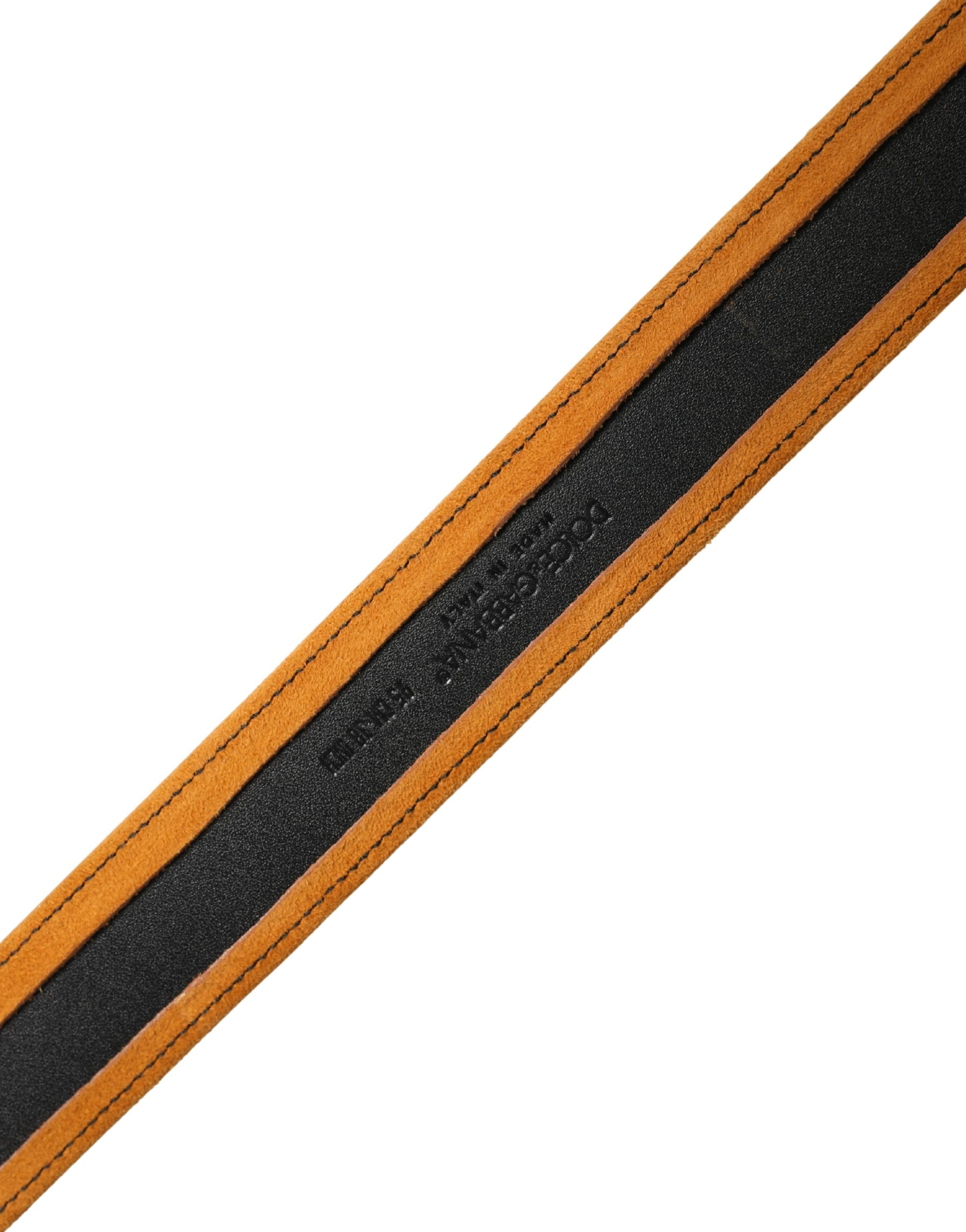 Dolce & Gabbana Men Black Orange Polyester Metal Buckle Belt | Regal Royce