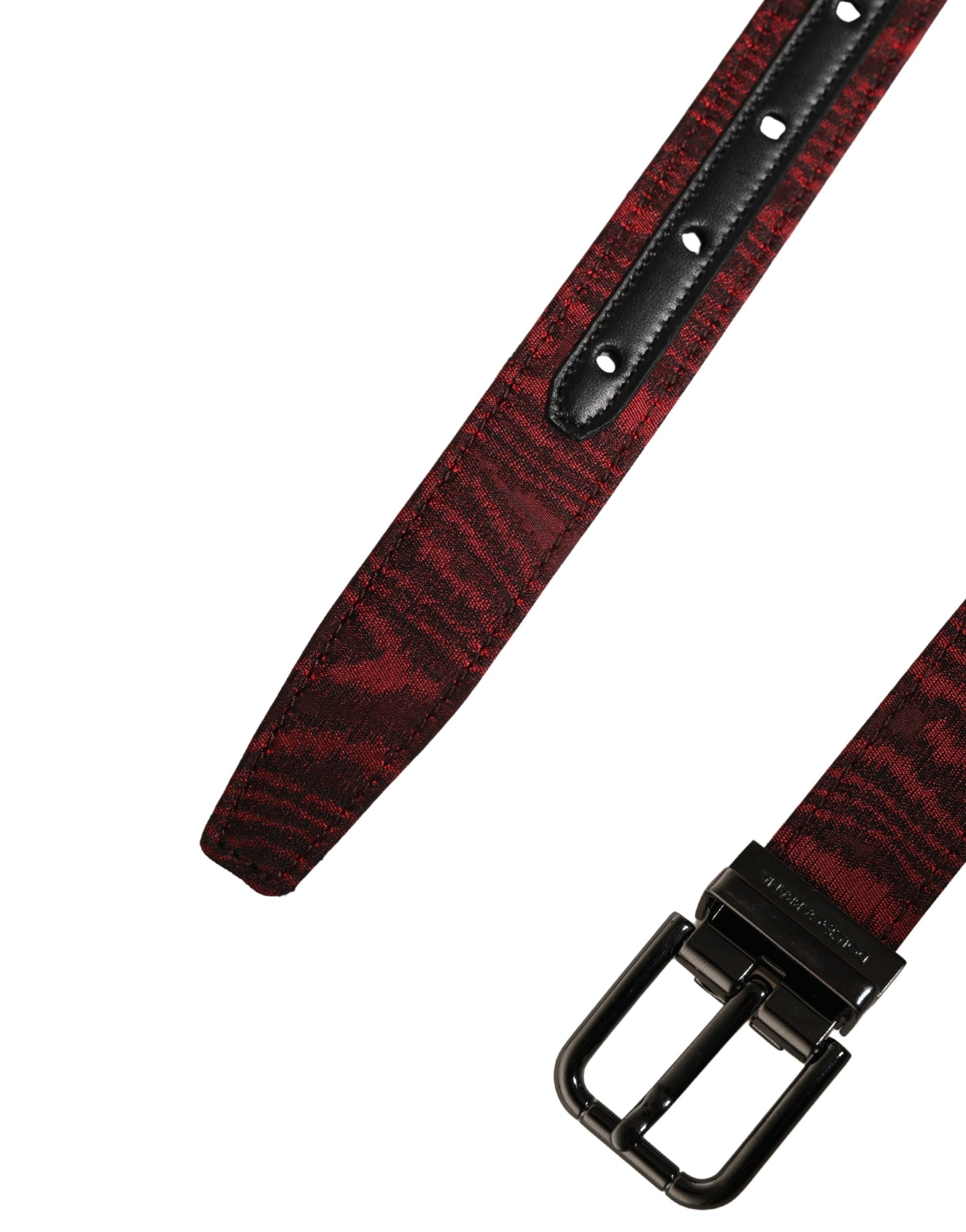 Dolce & Gabbana Men Red Jacquard Acetate Metal Buckle Belt | Regal Royce