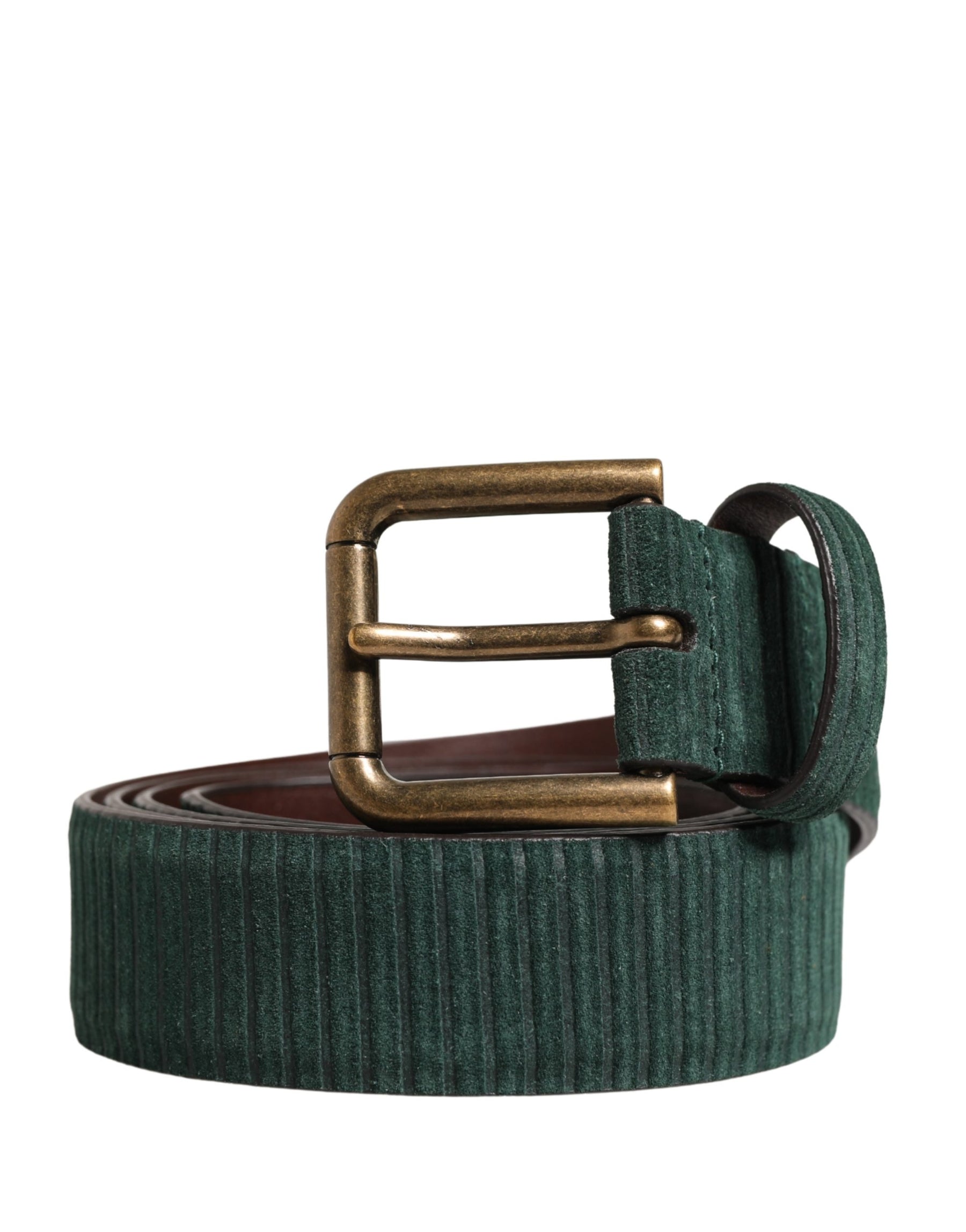 Dolce & Gabbana Men Green Velvet Leather Metal Buckle Belt | Regal Royce