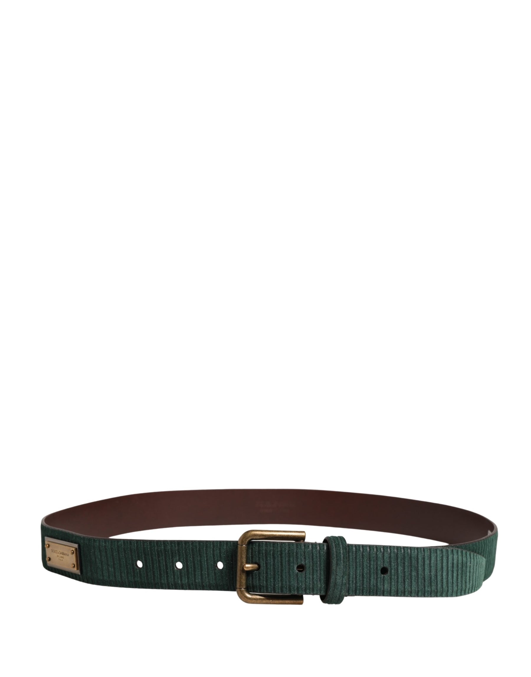 Dolce & Gabbana Men Green Velvet Leather Metal Buckle Belt | Regal Royce