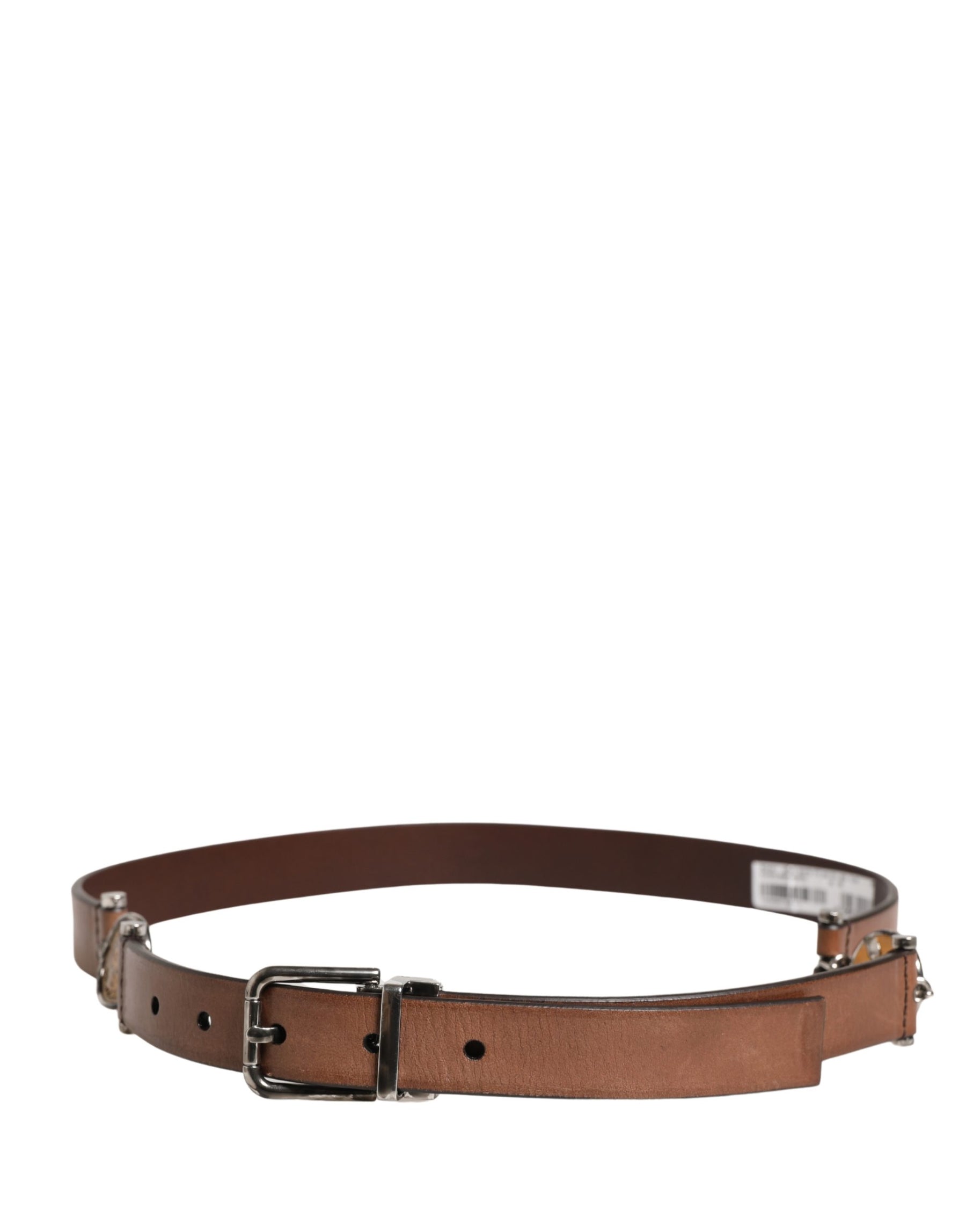 Dolce & Gabbana Men Brown Classic Leather Metal Buckle Belt | Regal Royce