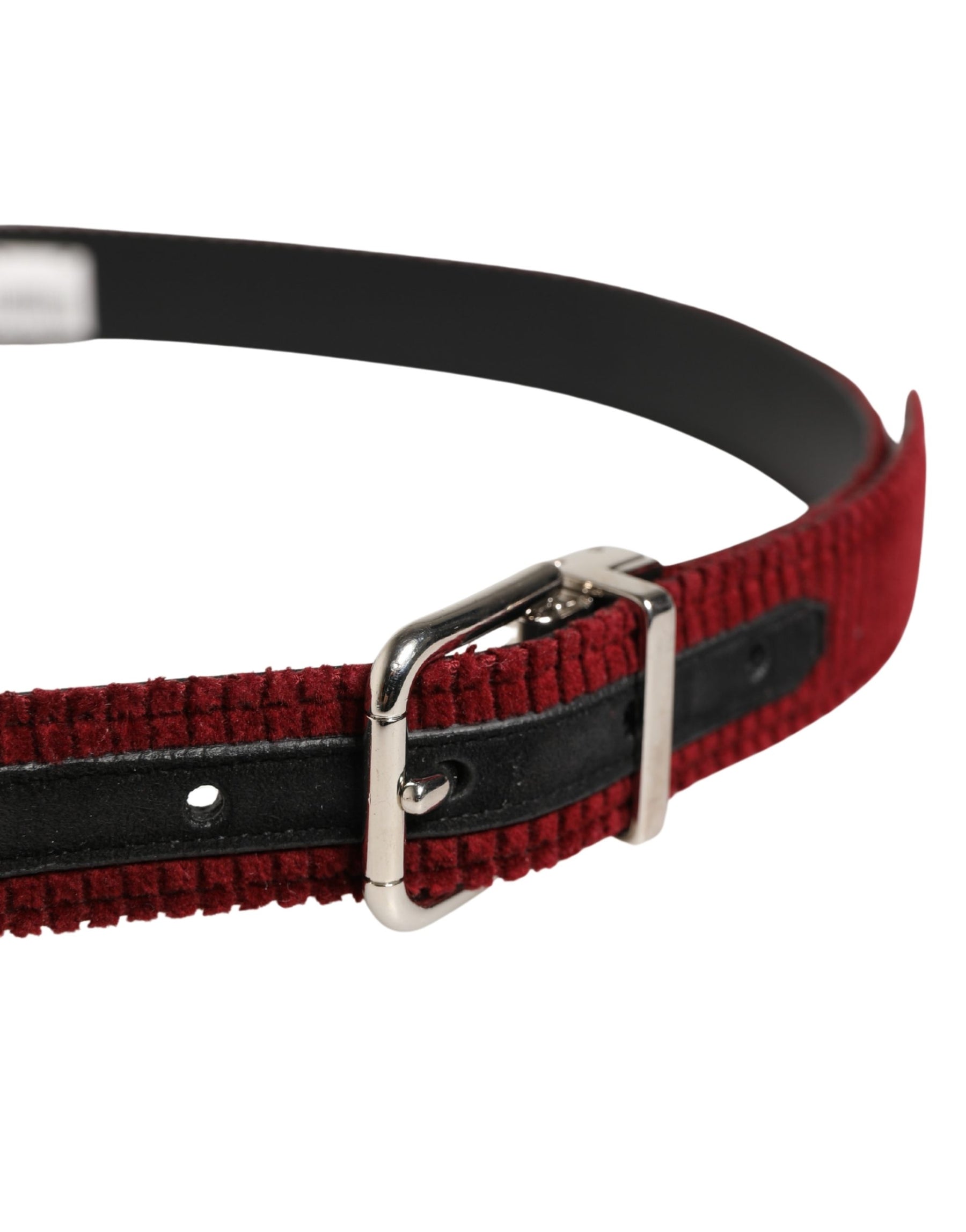 Dolce & Gabbana Men Red Velvet Leather Metal Buckle Belt | Regal Royce