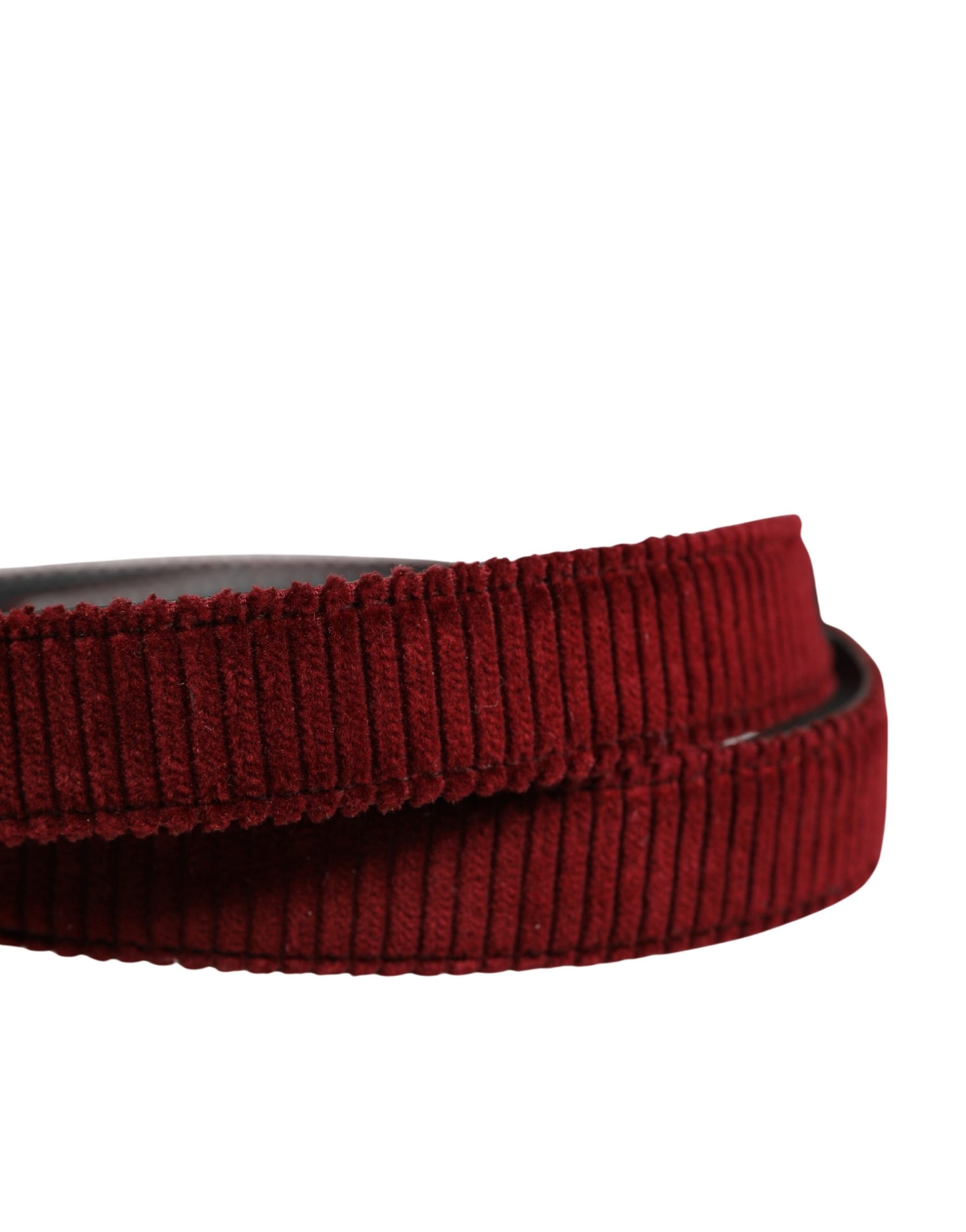 Dolce & Gabbana Men Red Velvet Leather Metal Buckle Belt | Regal Royce