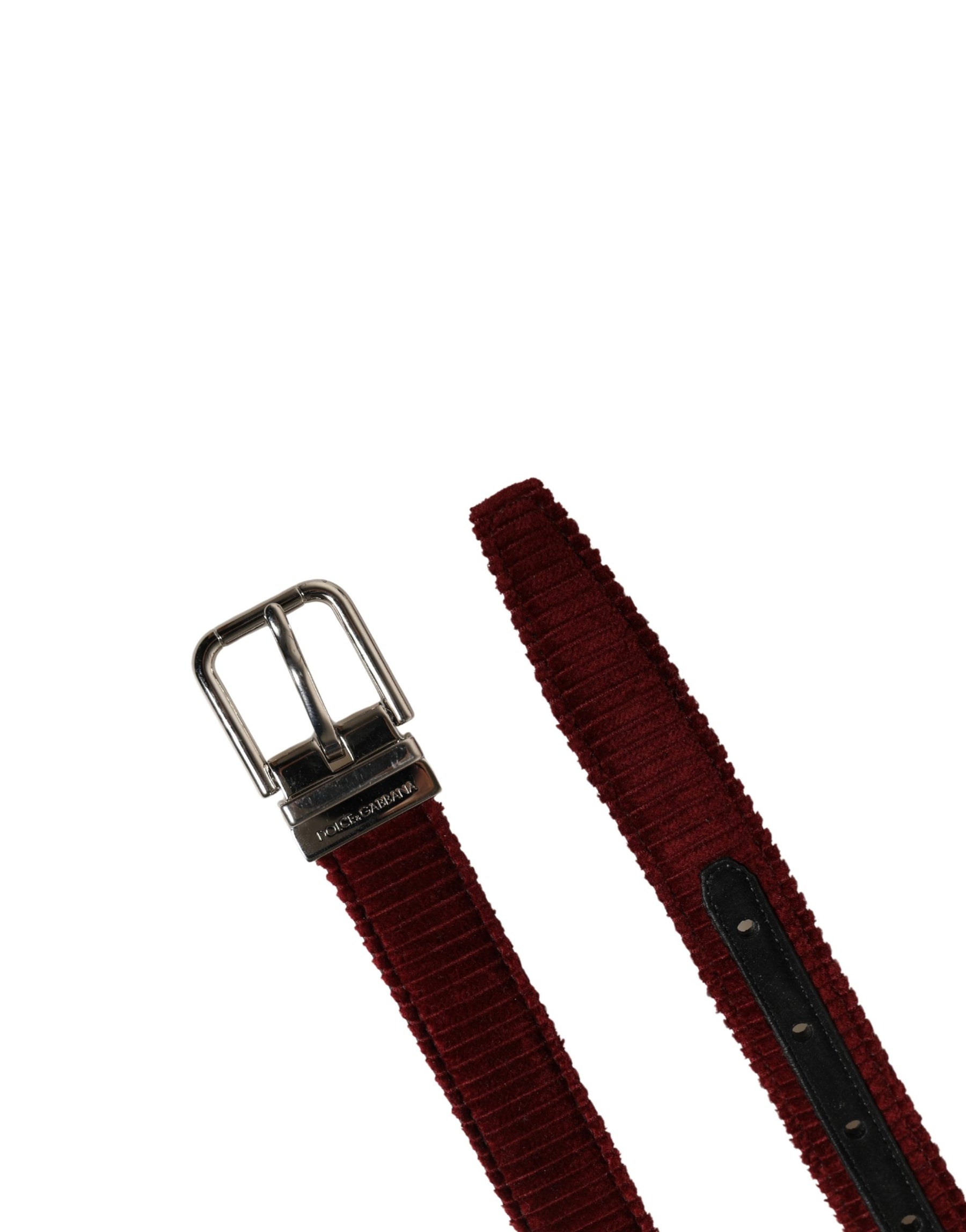 Dolce & Gabbana Men Red Velvet Leather Metal Buckle Belt | Regal Royce