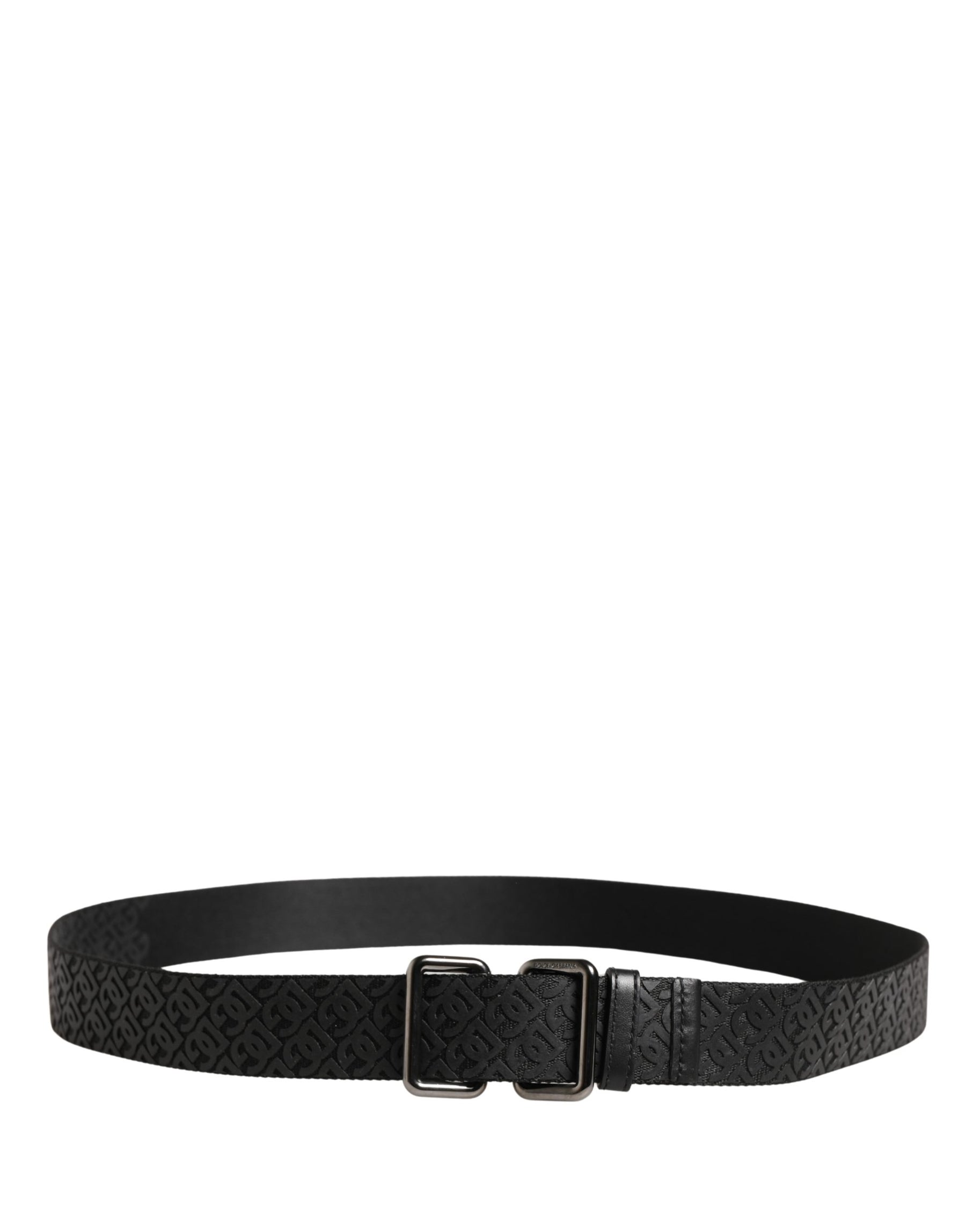 Dolce & Gabbana Men Black DG Logo Polyester Metal Buckle Belt | Regal Royce