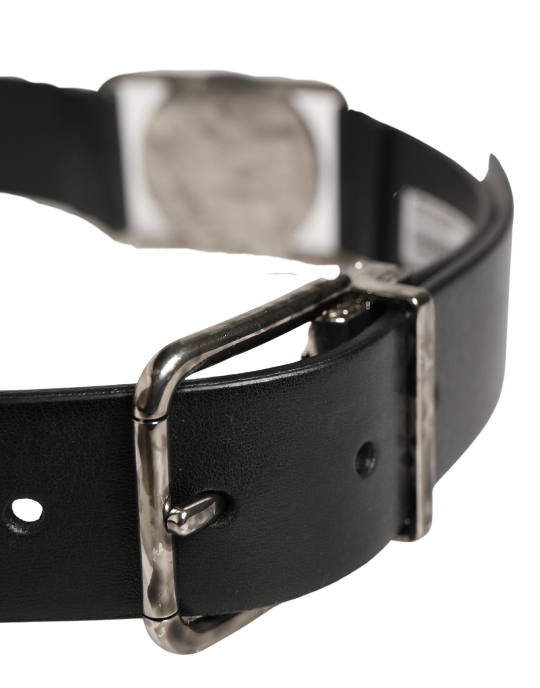 Dolce & Gabbana Men Black Classic Leather Metal Buckle Belt | Regal Royce