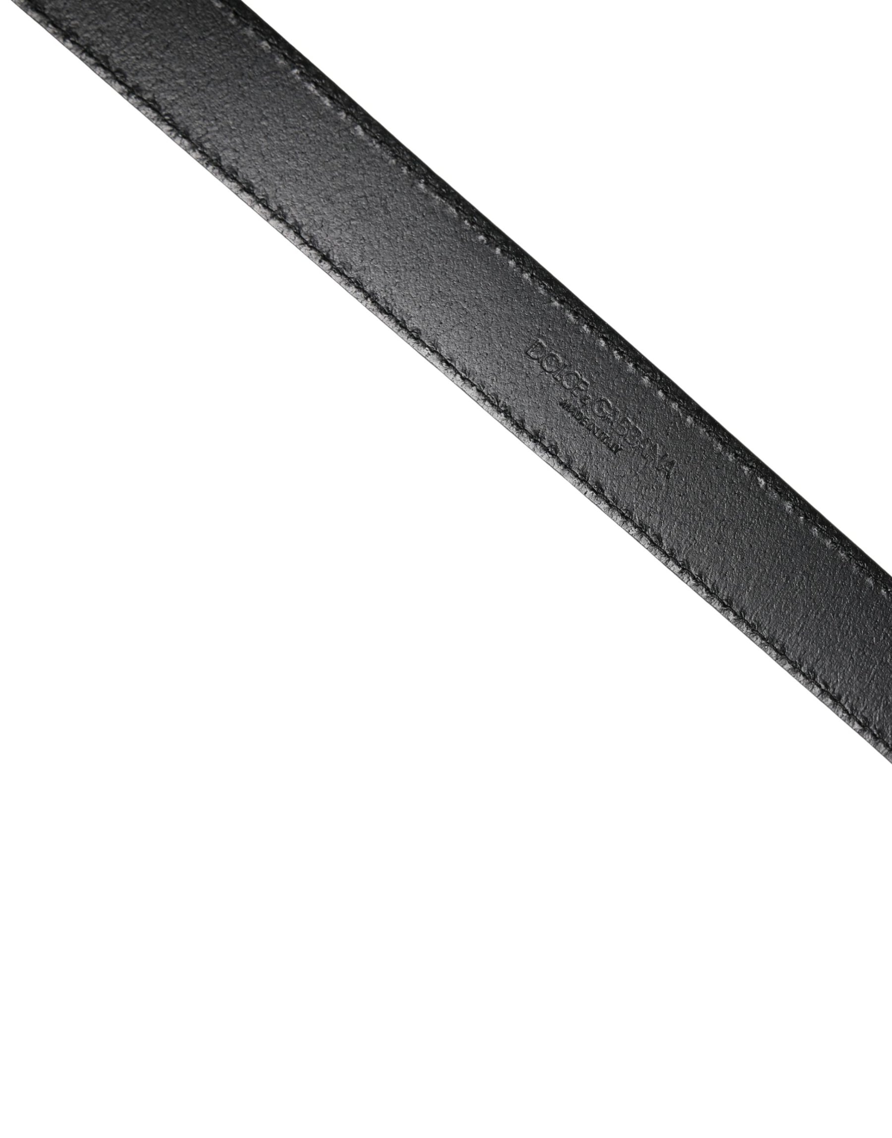 Dolce & Gabbana Men Black Classic Leather Square Buckle Belt | Regal Royce