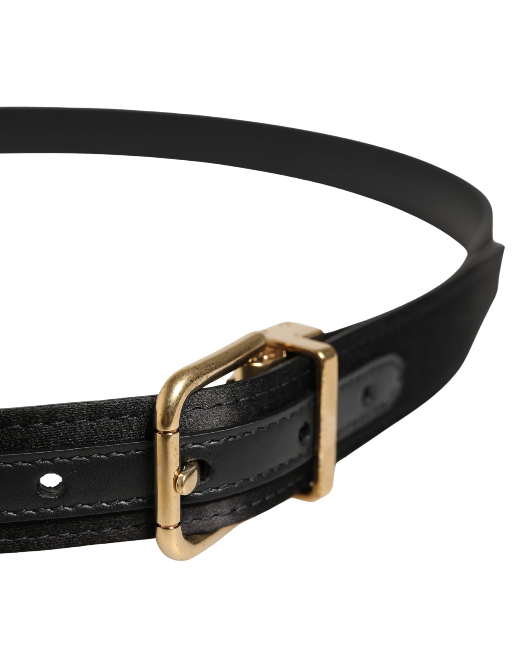 Dolce & Gabbana Men Black Classic Viscose Metal Buckle Belt | Regal Royce