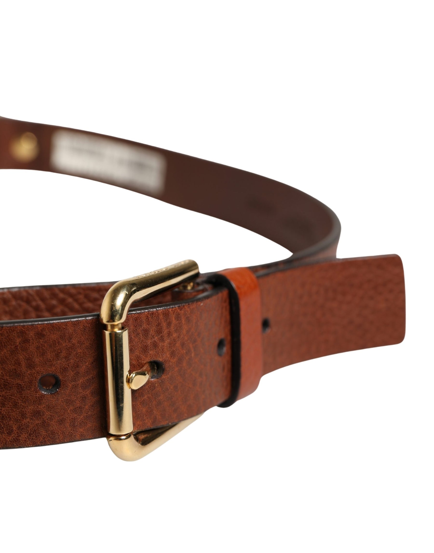 Dolce & Gabbana Men Brown Classic Leather Metal Buckle Belt | Regal Royce