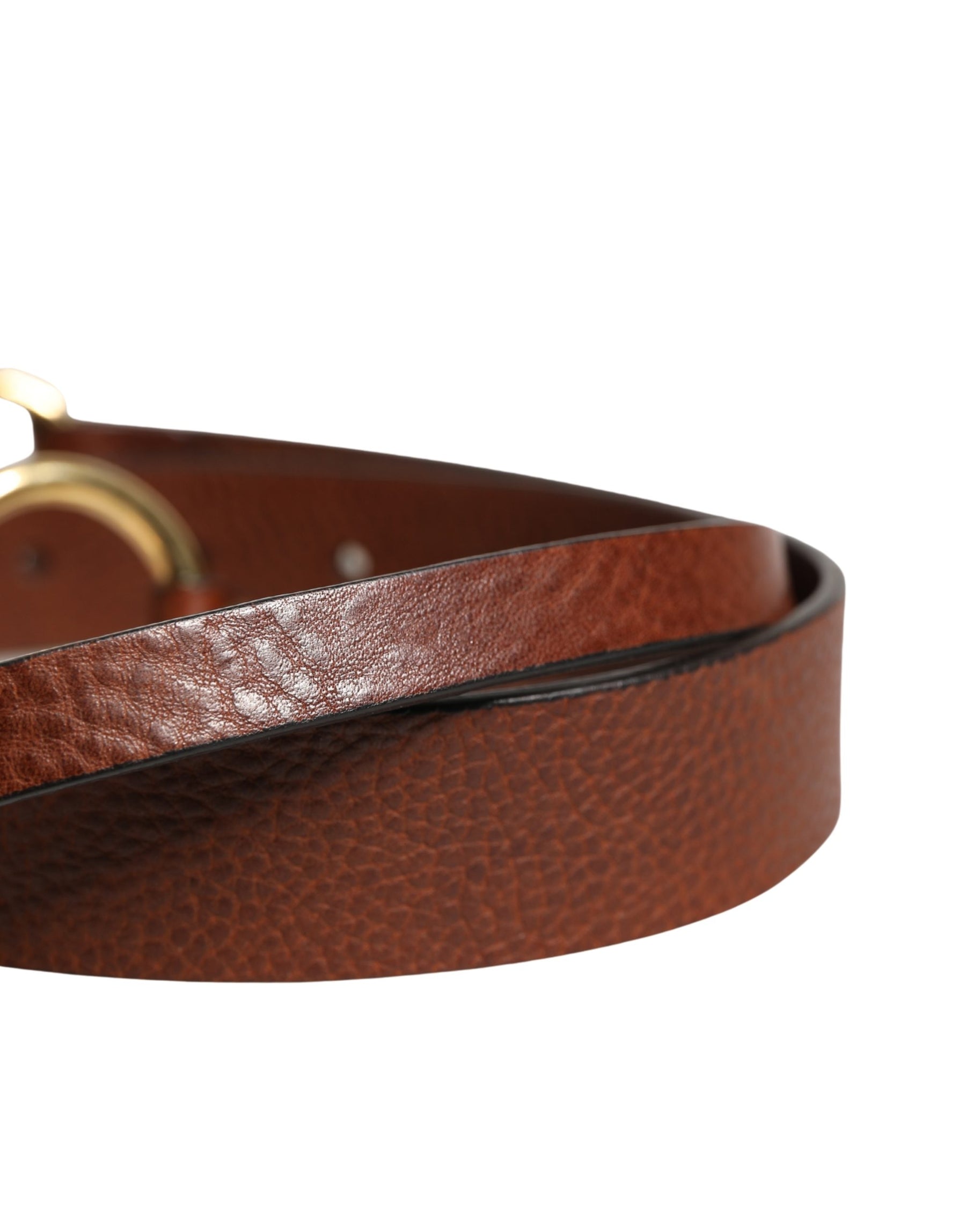 Dolce & Gabbana Men Brown Classic Leather Metal Buckle Belt | Regal Royce