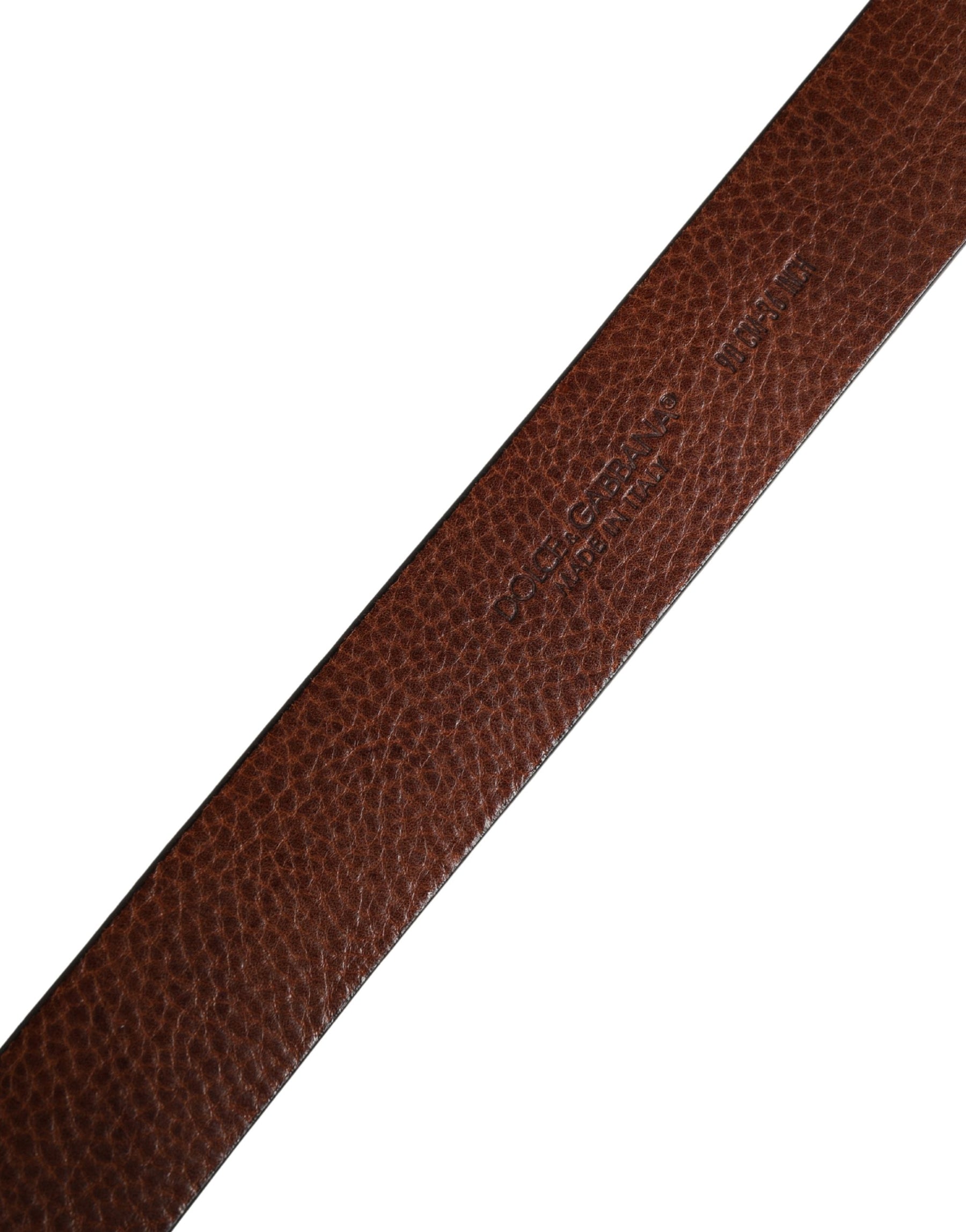 Dolce & Gabbana Men Brown Classic Leather Metal Buckle Belt | Regal Royce