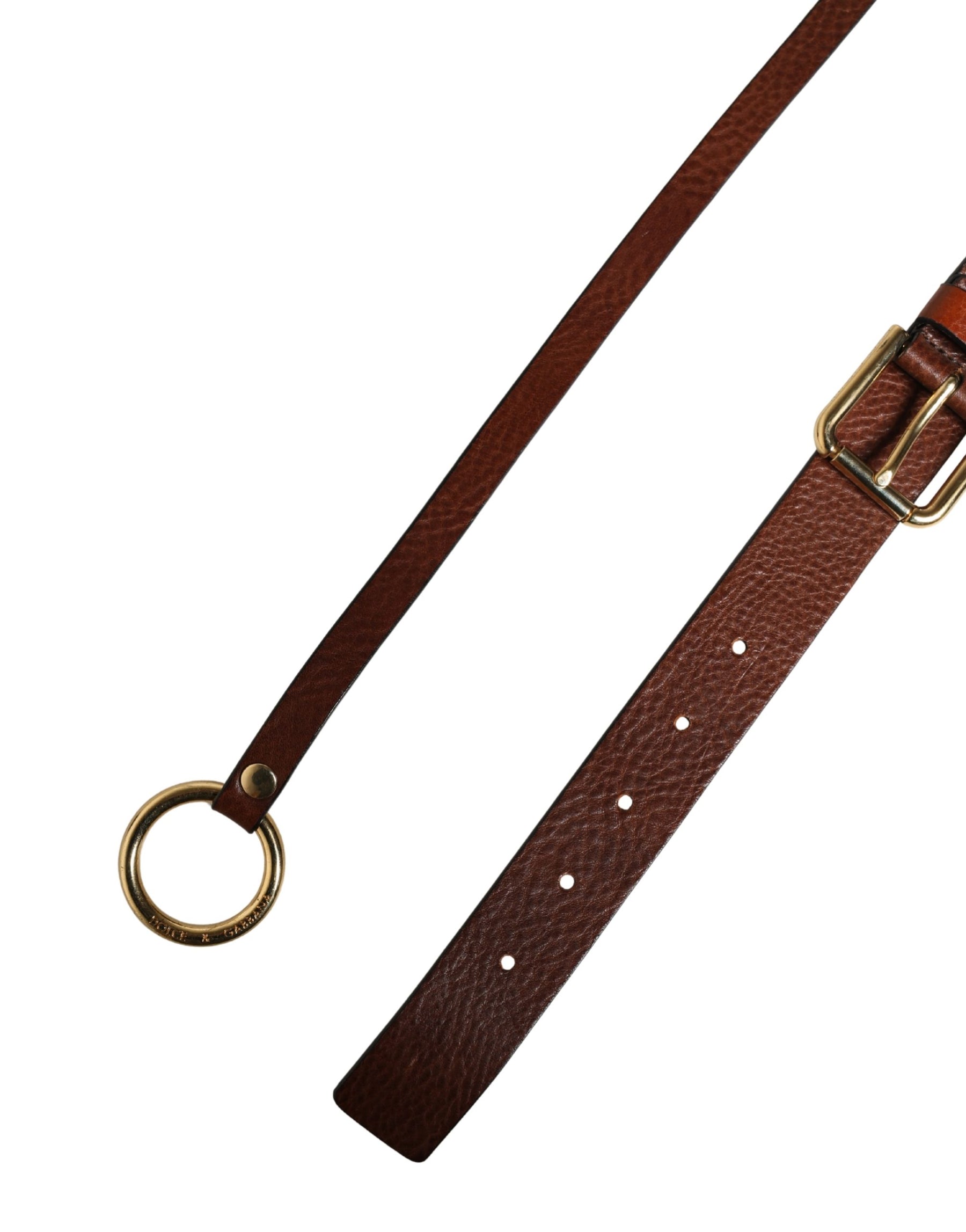Dolce & Gabbana Men Brown Classic Leather Metal Buckle Belt | Regal Royce