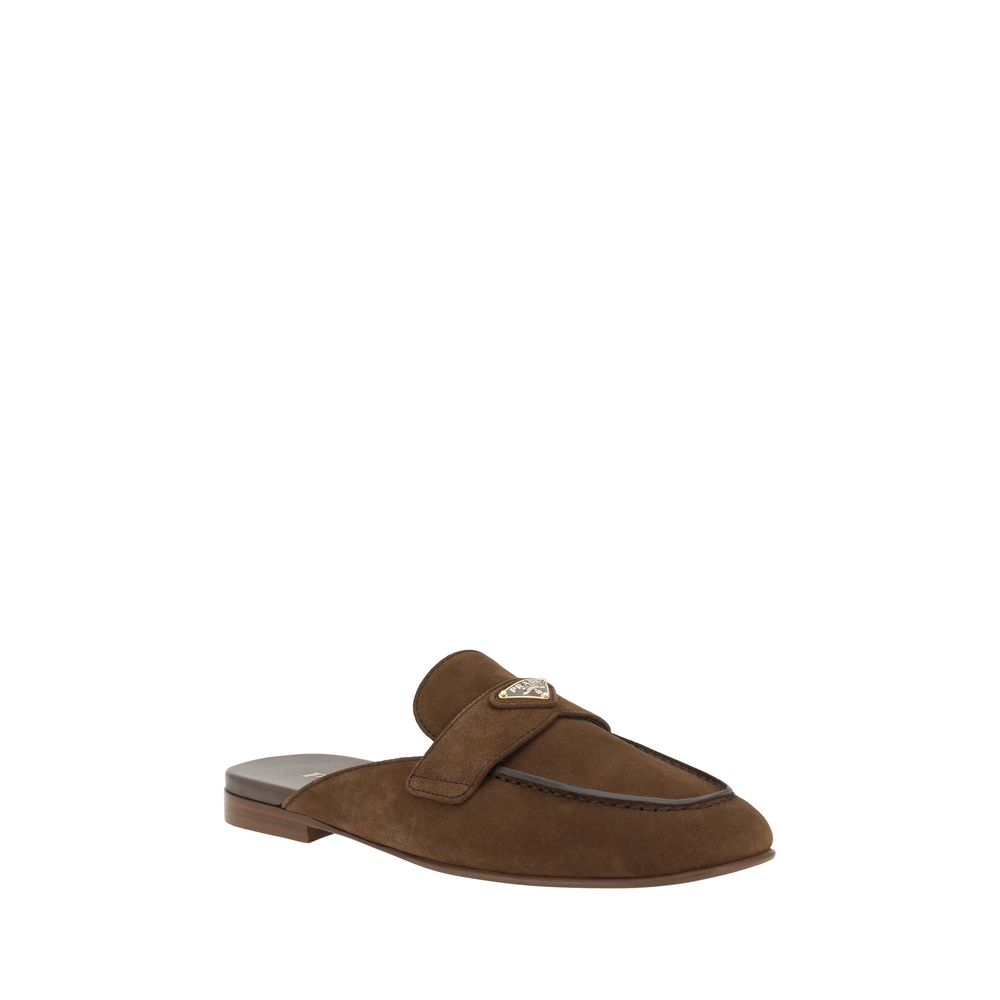 Prada Brown Calf Leather Bos Taurus Mules | Regal Royce