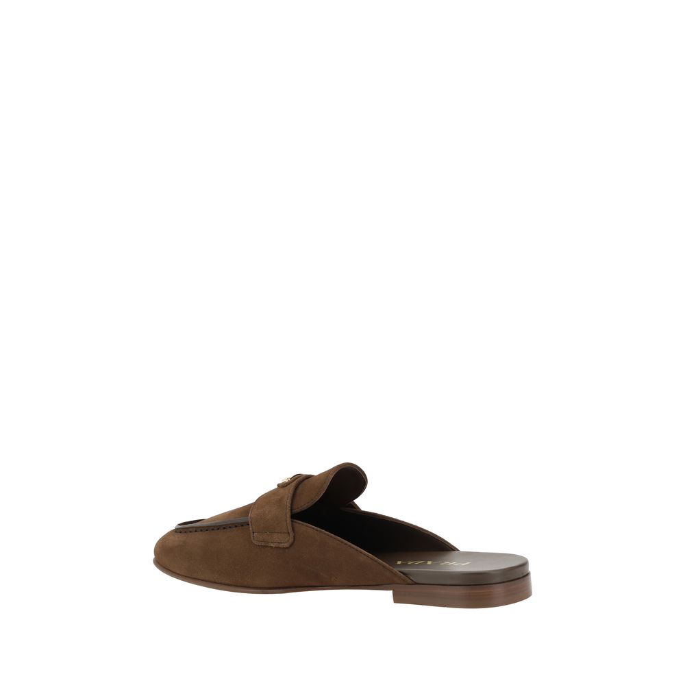 Prada Brown Calf Leather Bos Taurus Mules | Regal Royce