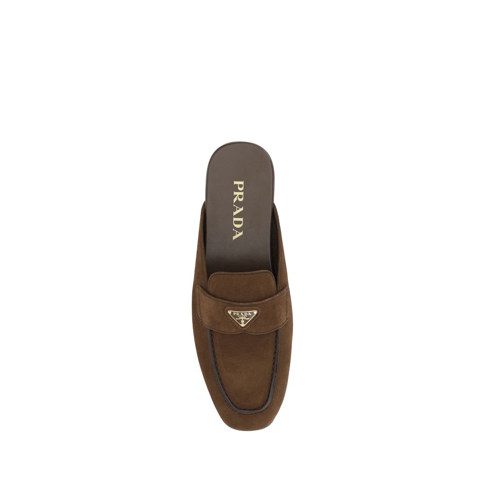 Prada Brown Calf Leather Bos Taurus Mules | Regal Royce