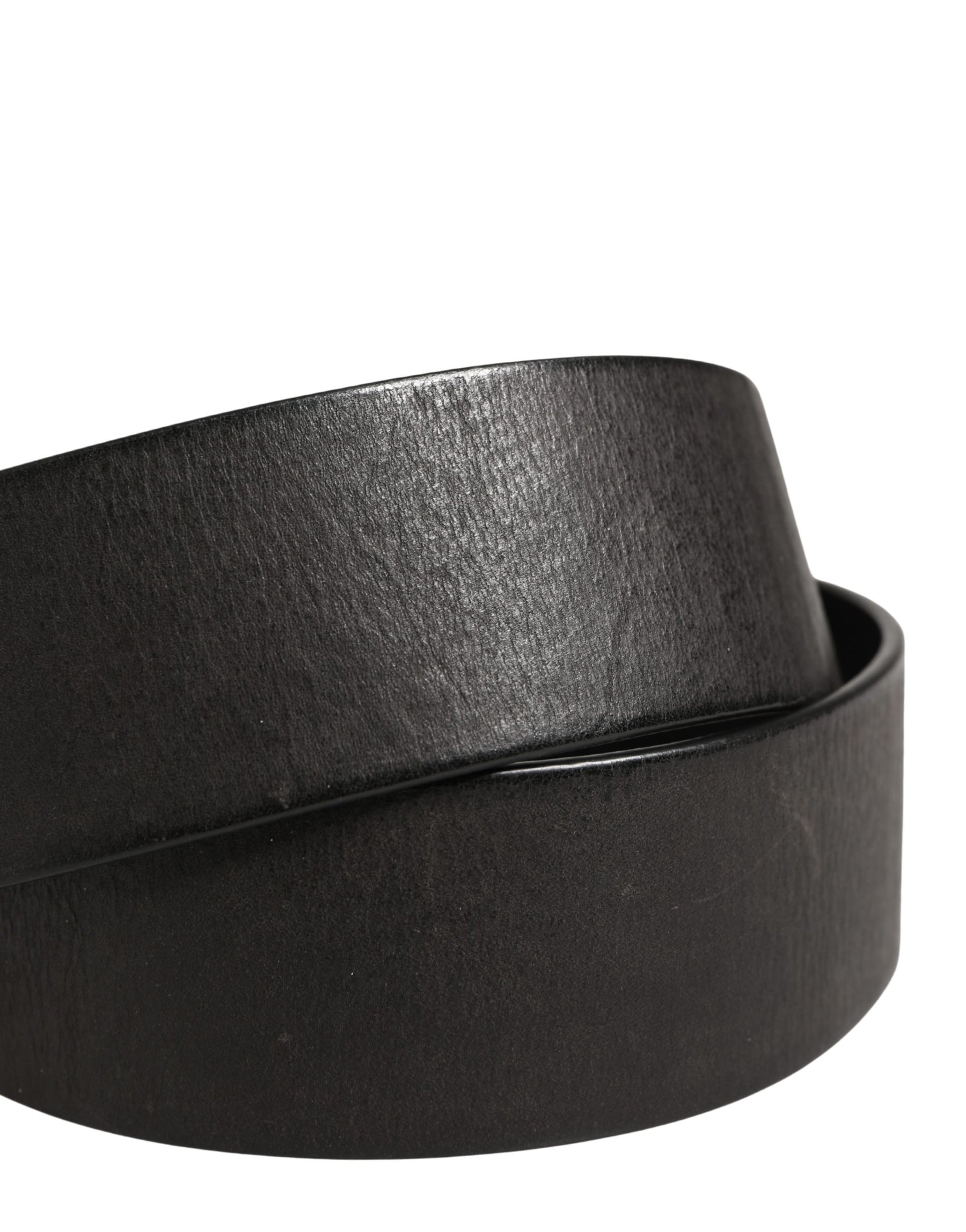 Dolce & Gabbana Men Black Classic Leather Metal Buckle Belt | Regal Royce