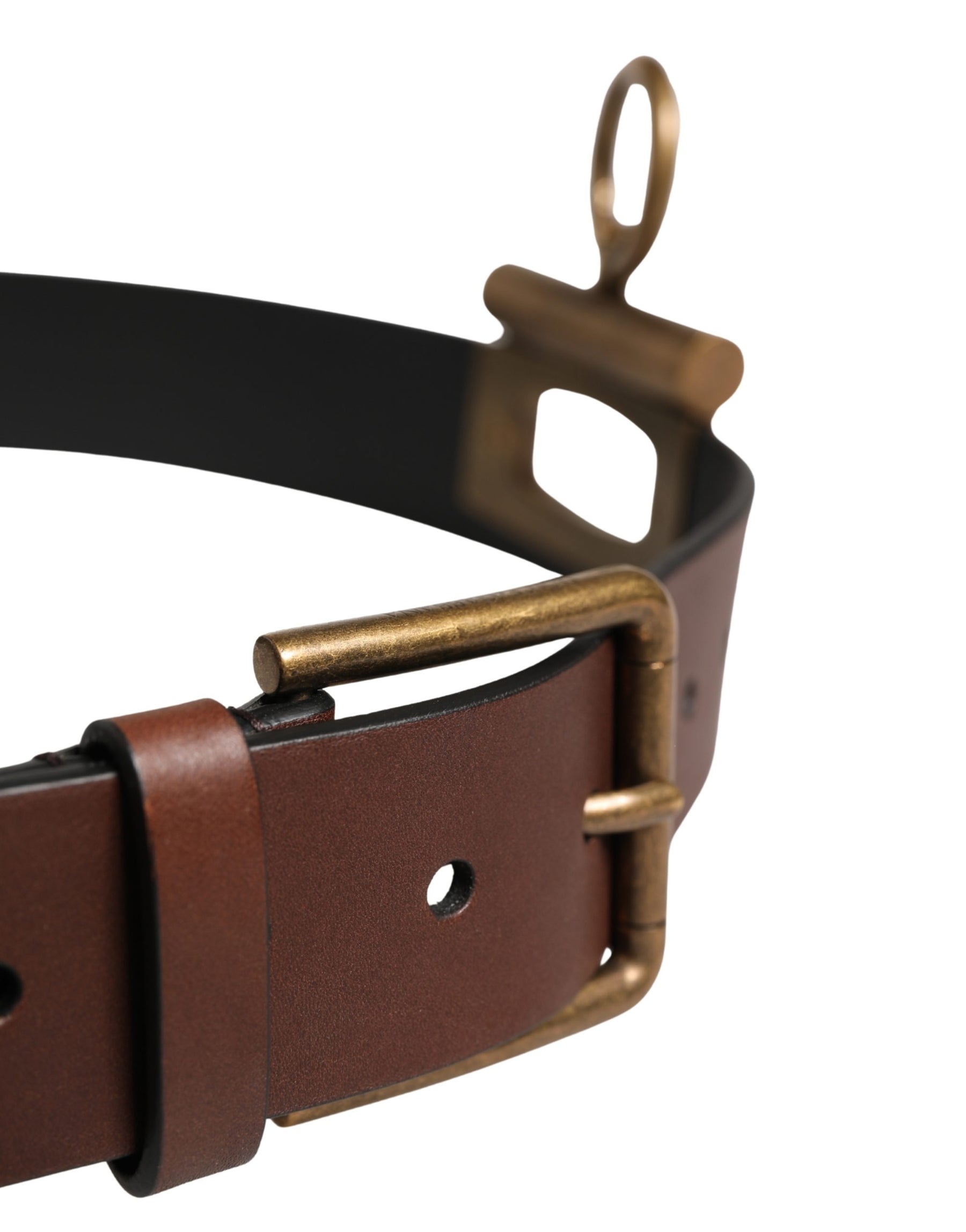 Dolce & Gabbana Men Brown Classic Leather Metal Buckle Belt | Regal Royce