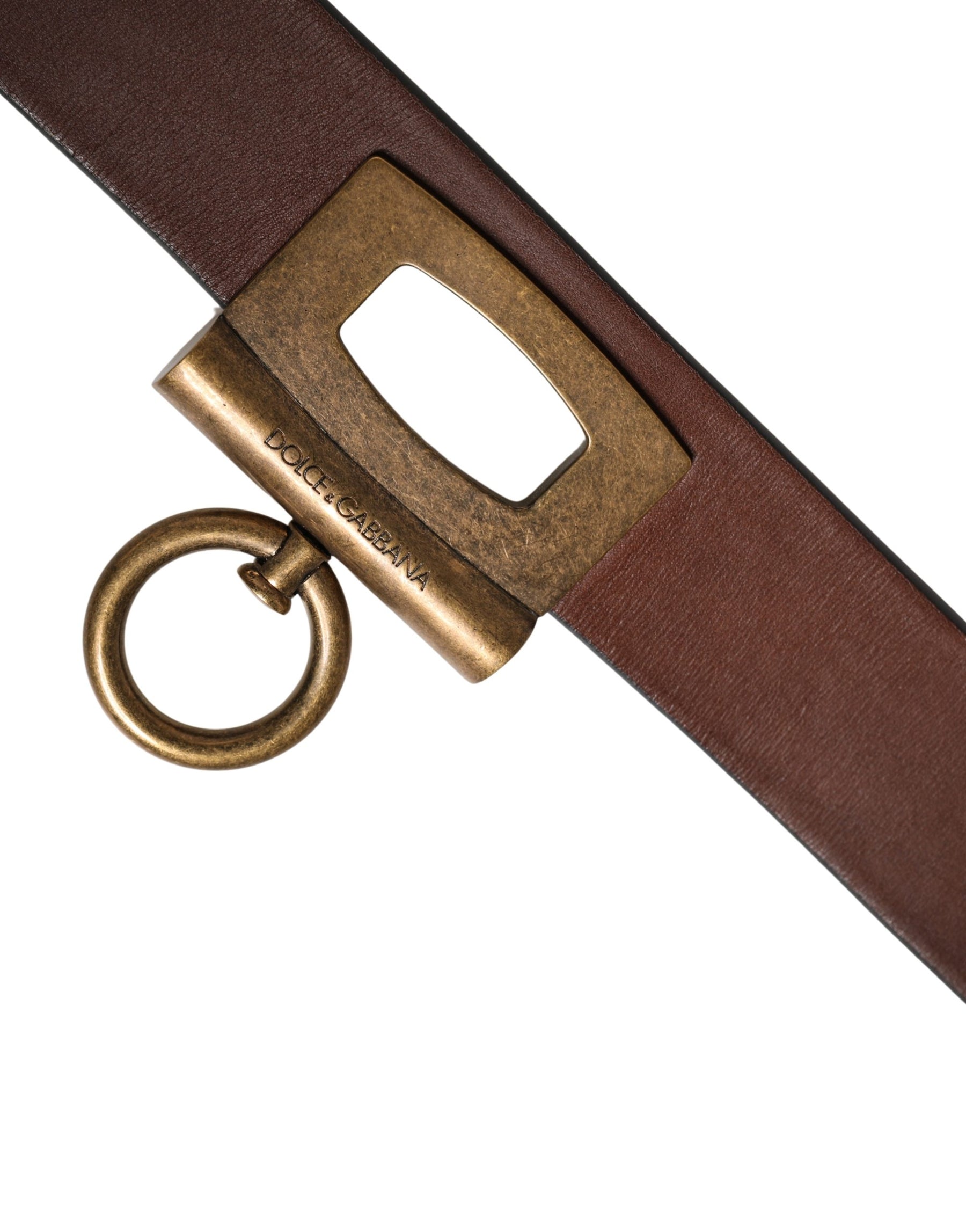 Dolce & Gabbana Men Brown Classic Leather Metal Buckle Belt | Regal Royce