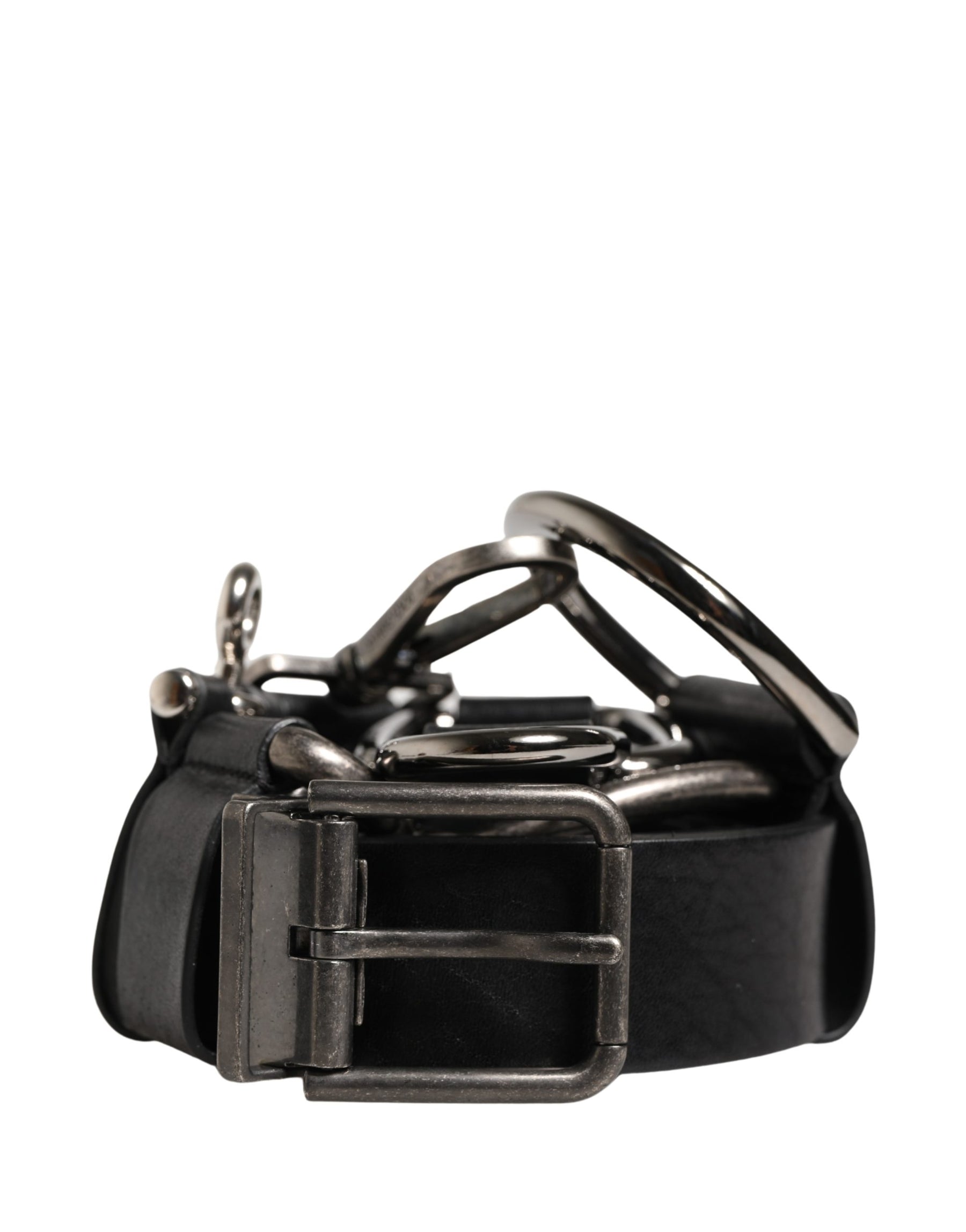 Dolce & Gabbana Black Calf Leather Silver Metal Buckle Belt | Regal Royce