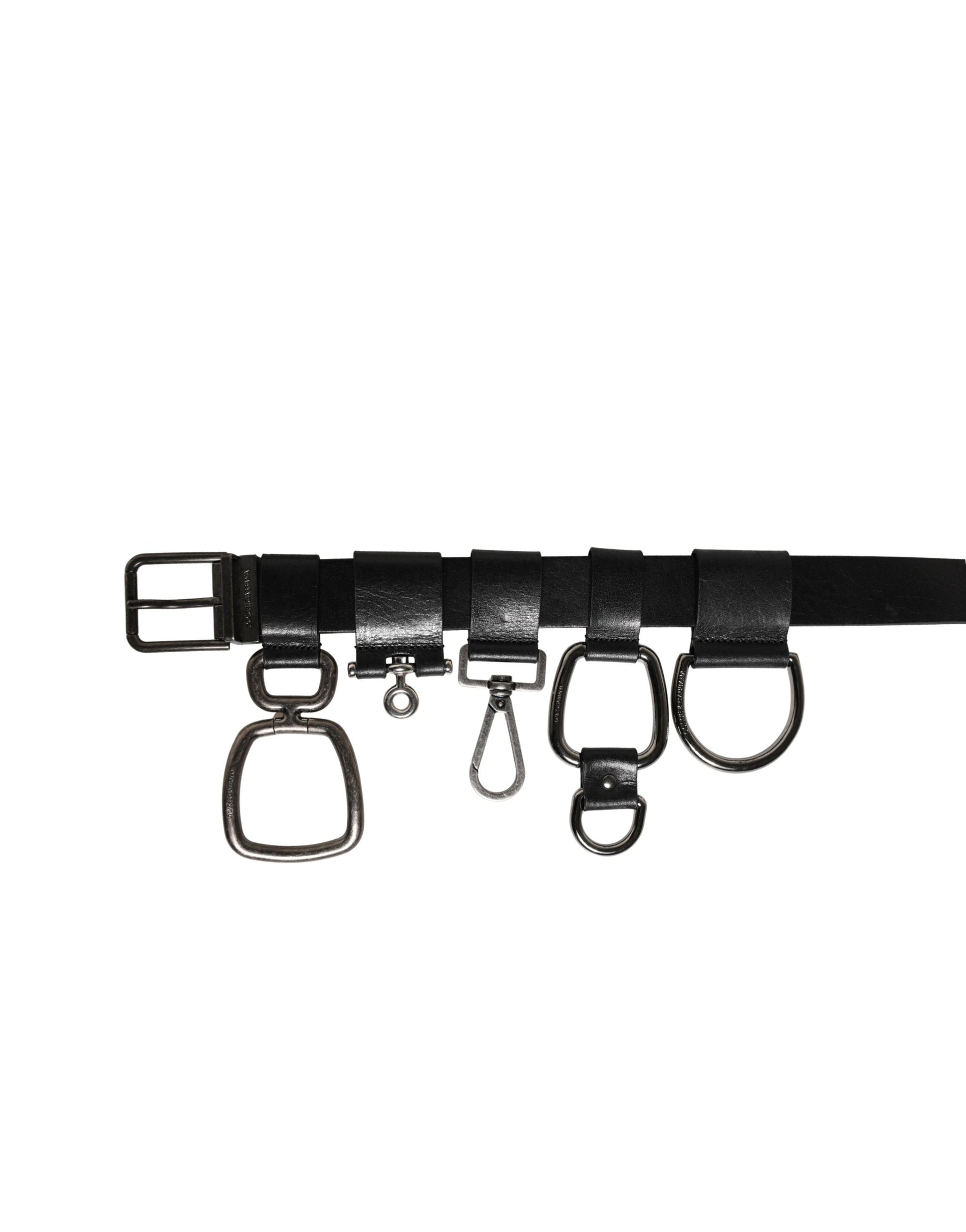 Dolce & Gabbana Black Calf Leather Silver Metal Buckle Belt | Regal Royce