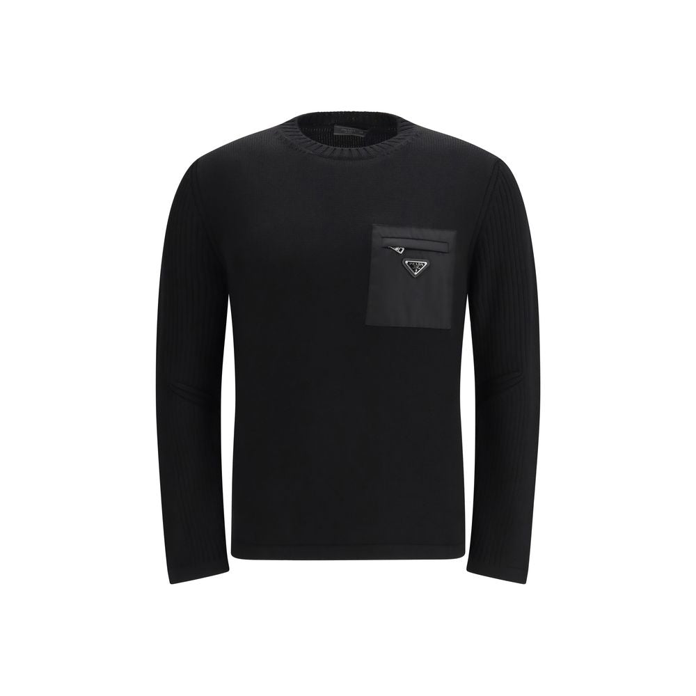 Prada Black Fleece Wool Sweatshirt | Regal Royce